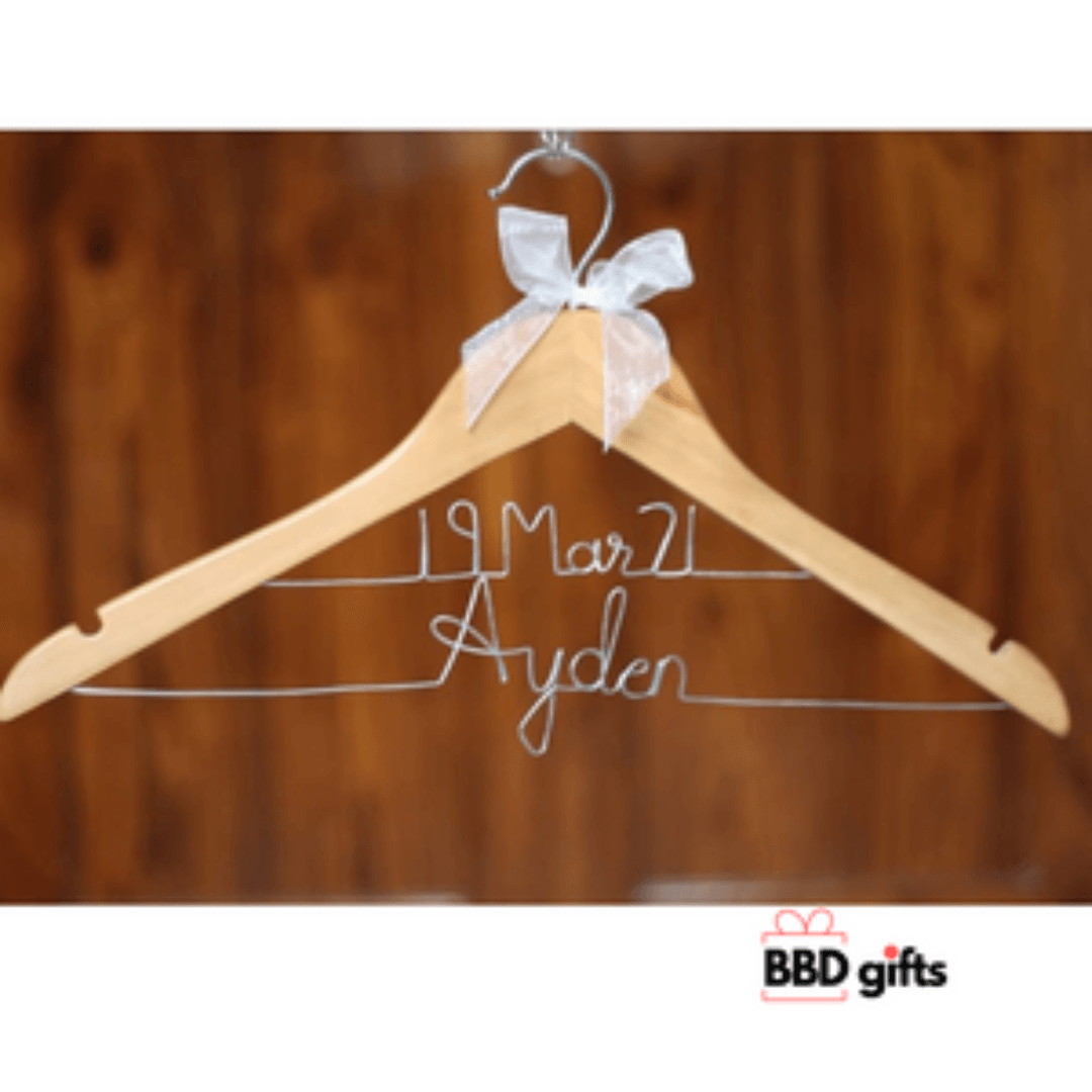 Personalized Wire and Bridal Hanger | Bridesmaid Hangers| Bride Hanger | Mrs Hanger | Wedding Hangers | Custom hanger - BBD GIFTS