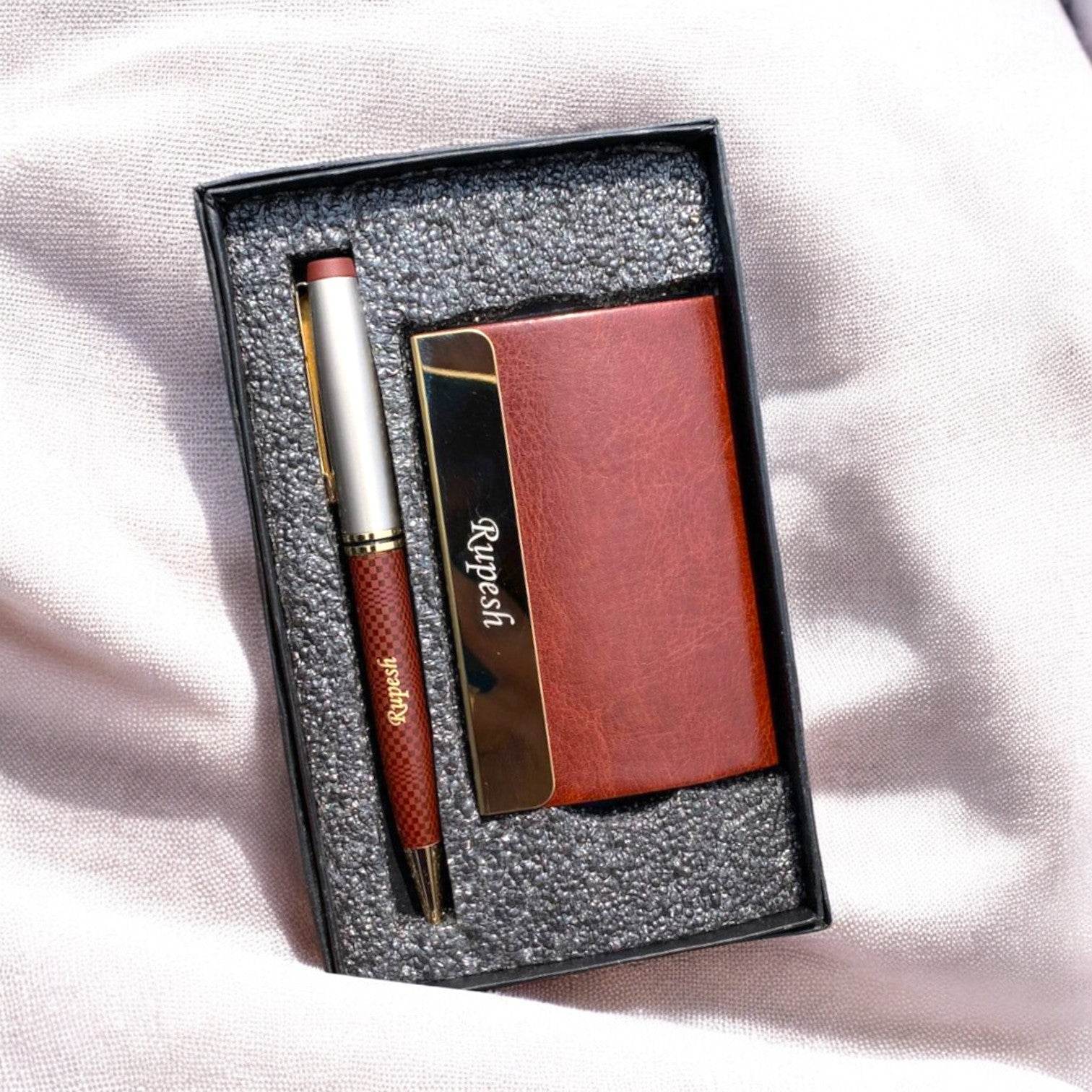 Customized Card Holder And Pen Set Combo - BBD GIFTS
