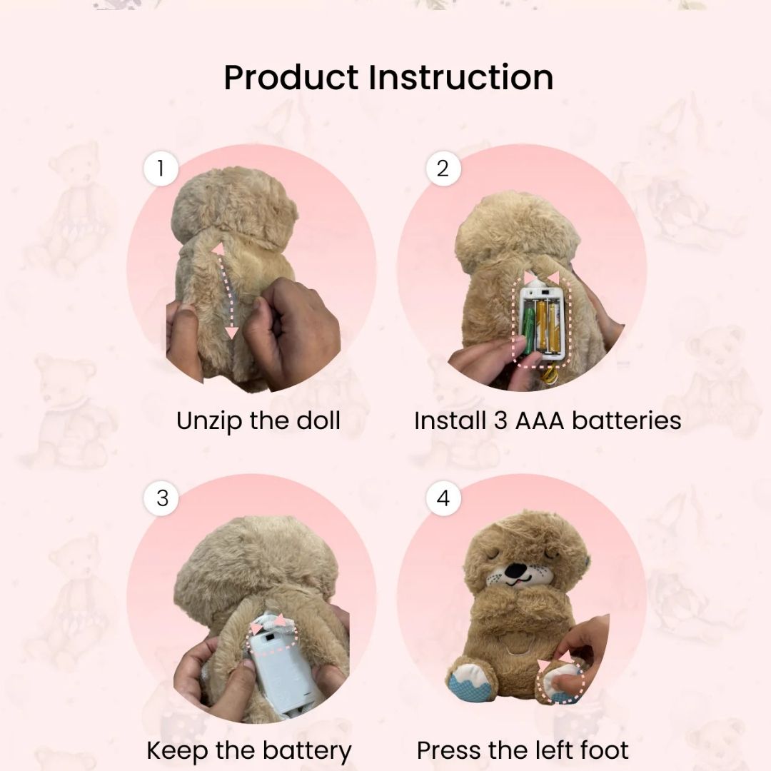 Breathing Teddy Bear with Music & Light for kids And Adults