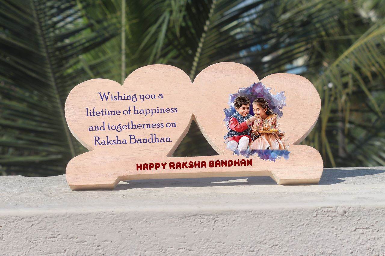 Customize double heart wooden sketch frame for brother | gift for sister | Gift For brother | Best gift for brother - BBD GIFTS