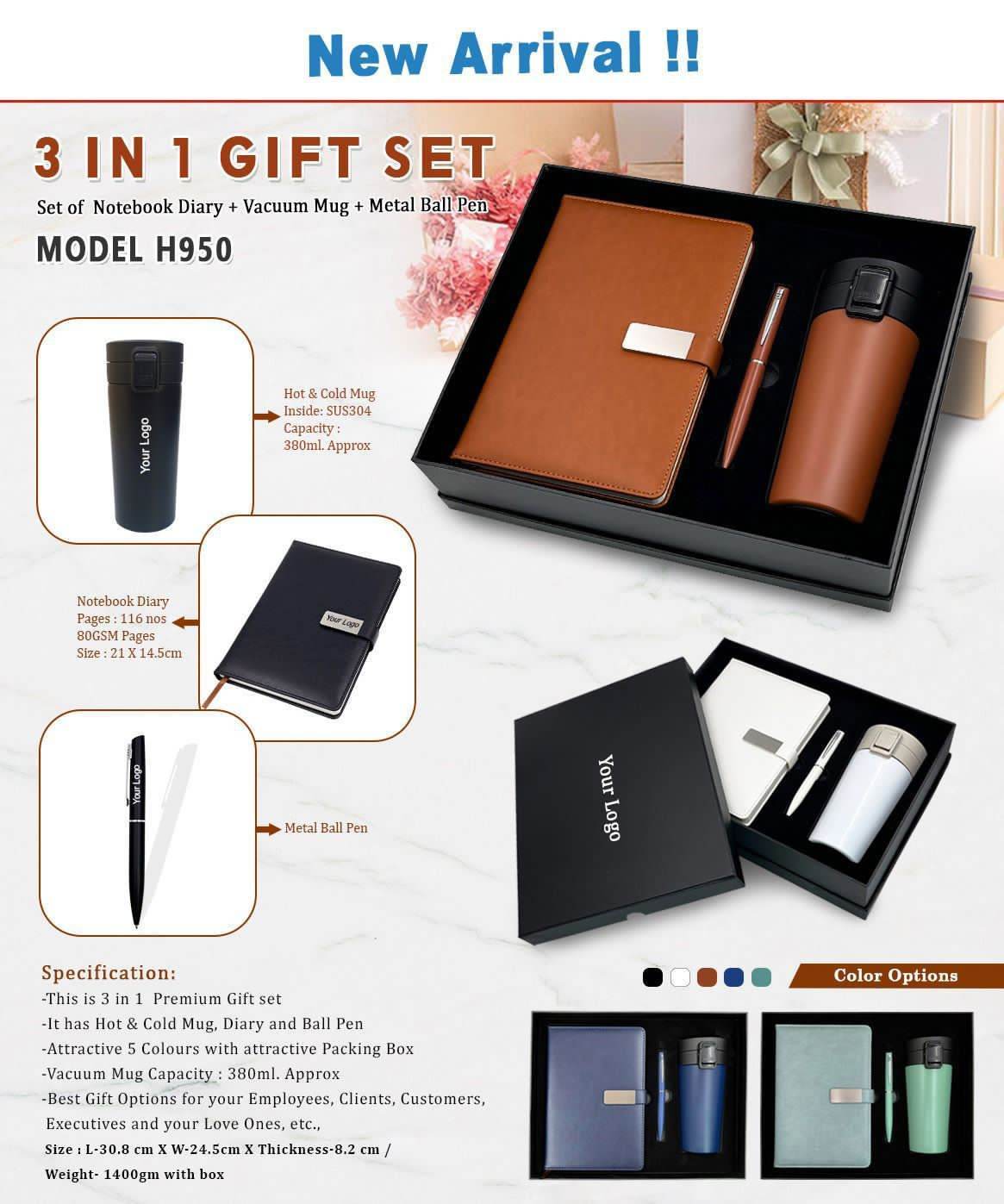 Customized Diary, Pen, and Flask Combo | Ideal Gift for Him & Corporate Gifting | Valentines day gifts - BBD GIFTS