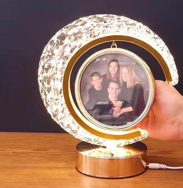 Half Moon Crystal LED Frame and Acrylic White LED Photo Frame for Couple Surprise Gifts - BBD GIFTS