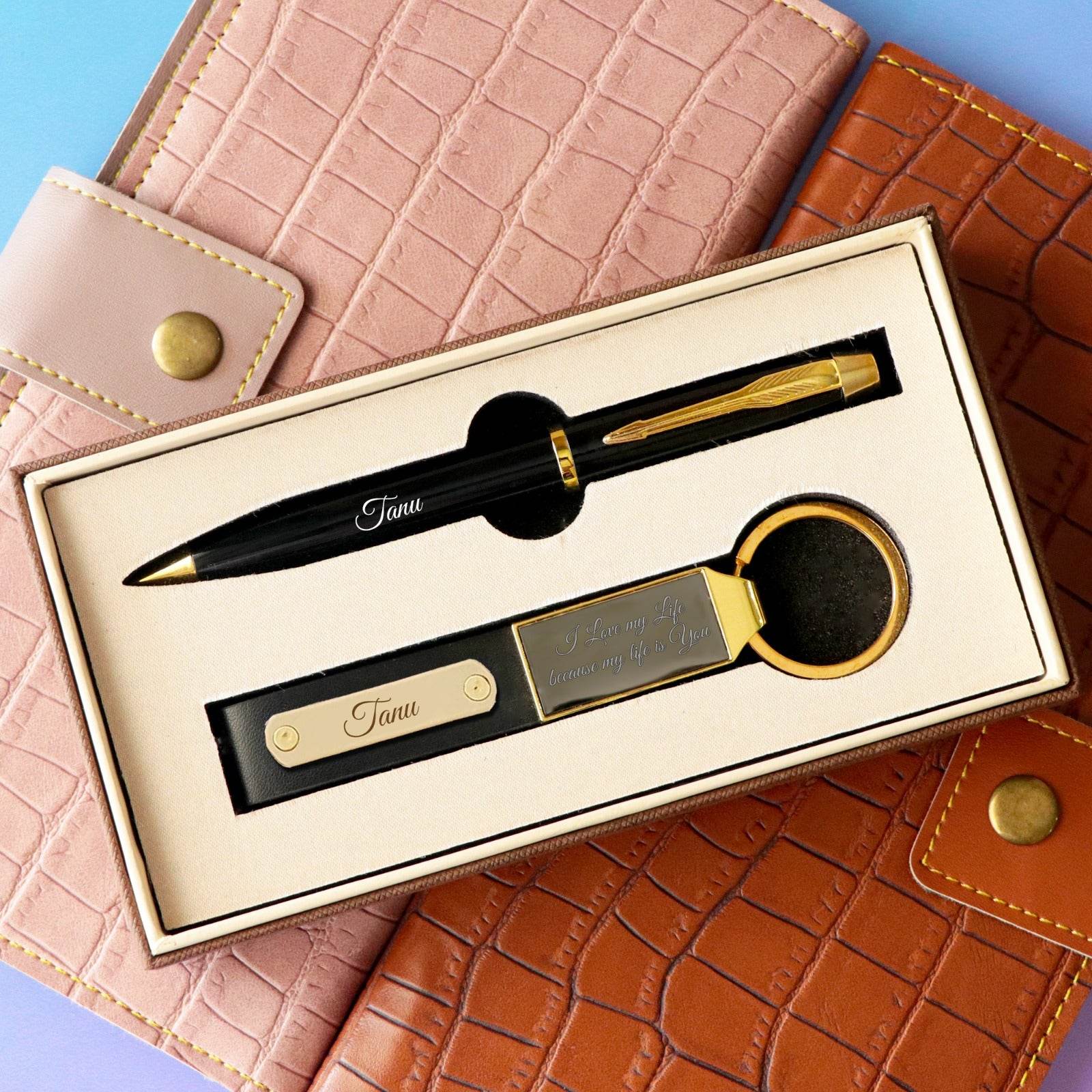 Premium Pen and Keychain combo | Gift Set For Men | Personalized hamper for him | Gift combo for him | Birthday gift - BBD GIFTS