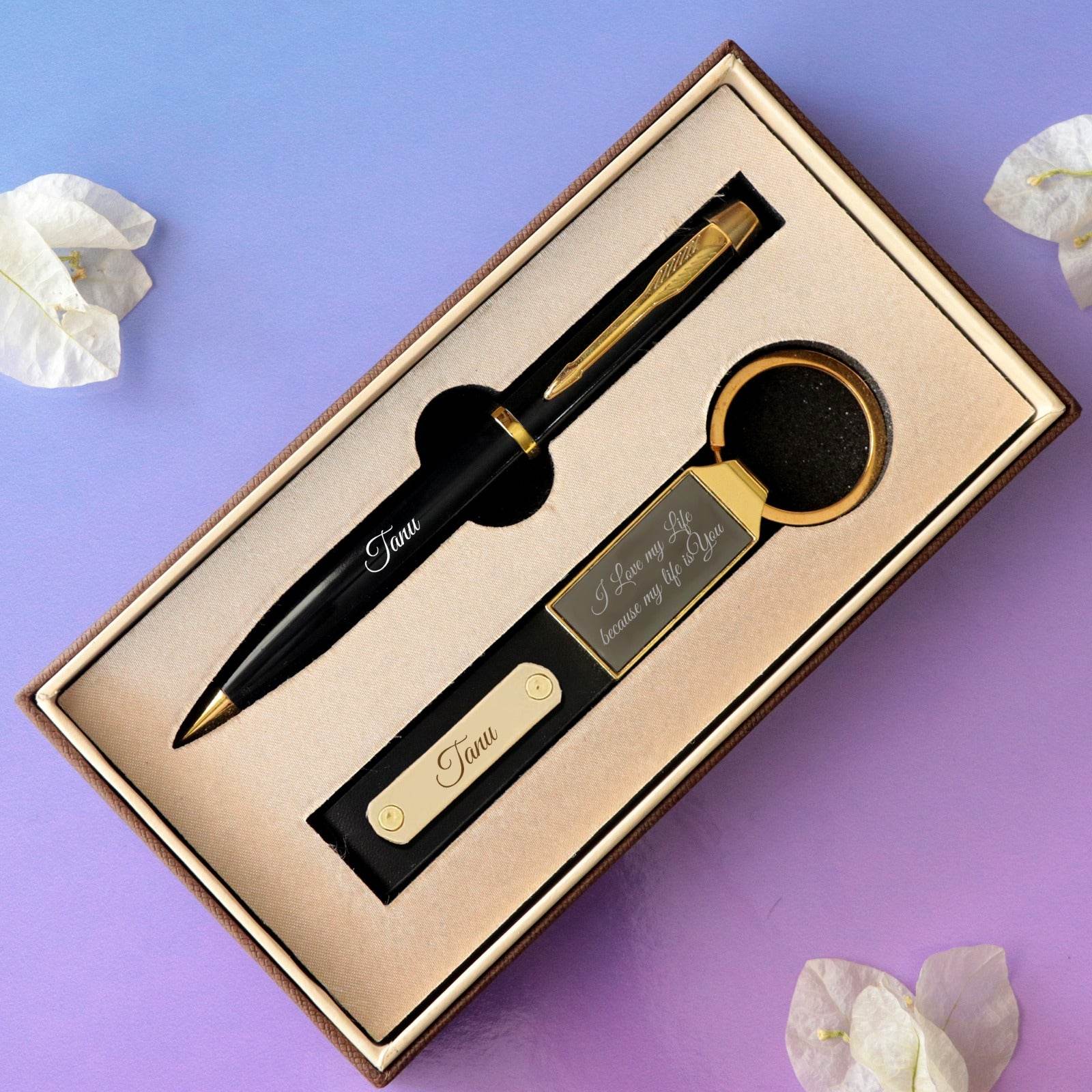 Premium Pen and Keychain combo Gift Set For Men Personalized hampe