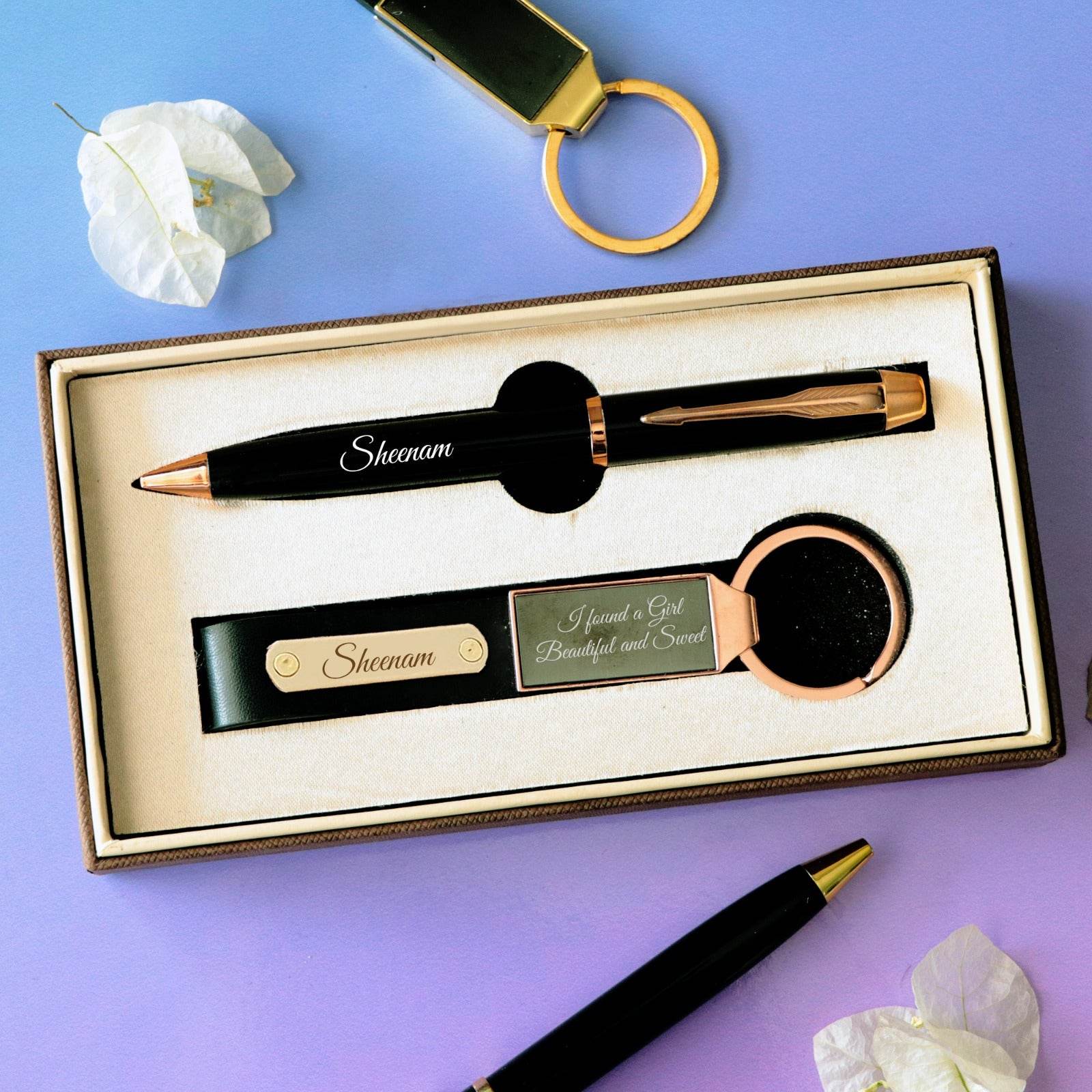 Premium Pen and Keychain combo | Gift Set For Men | Personalized hamper for him | Gift combo for him | Birthday gift - BBD GIFTS