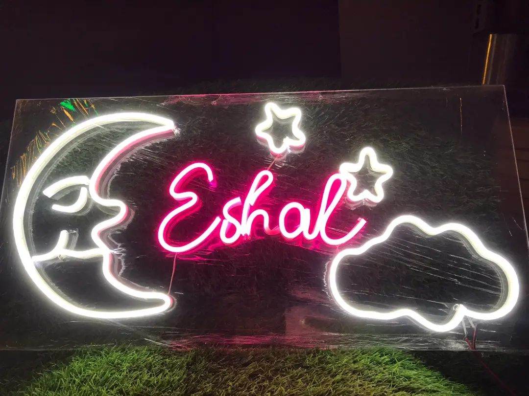 Kid's Room Decor Neon Sign | kids Neon Name Heart Sign | Moon star neon sign - BBD GIFTS