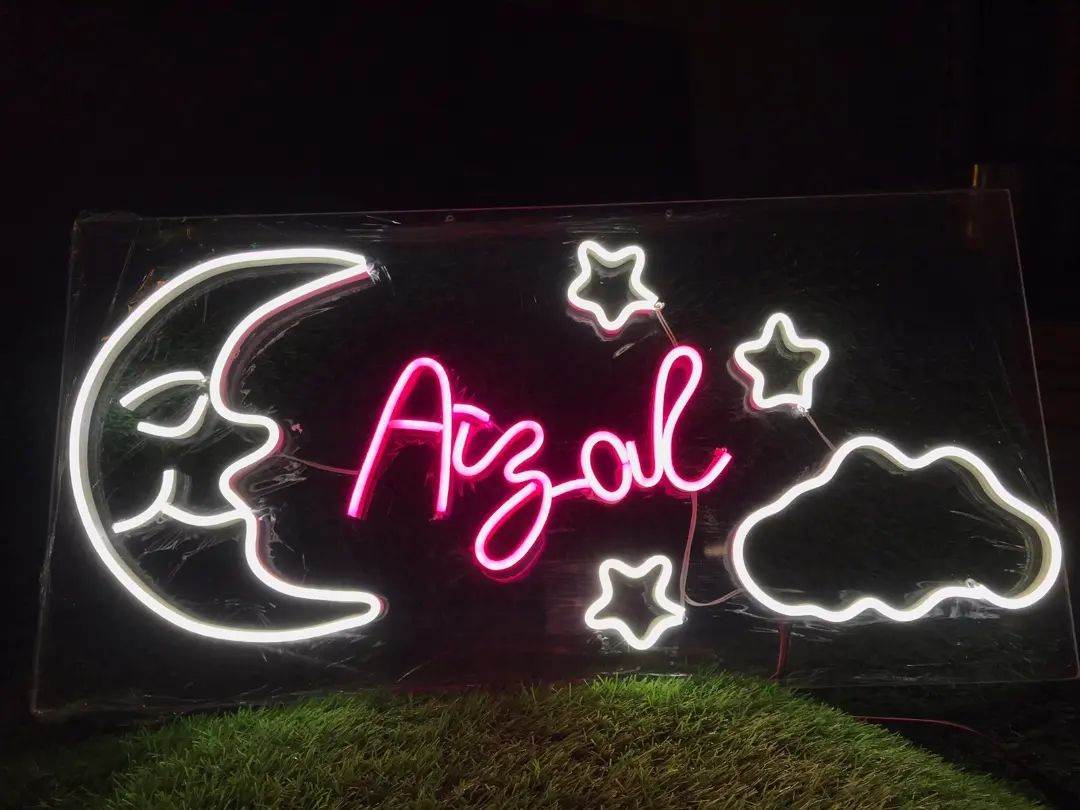 Kid's Room Decor Neon Sign | kids Neon Name Heart Sign | Moon star neon sign - BBD GIFTS