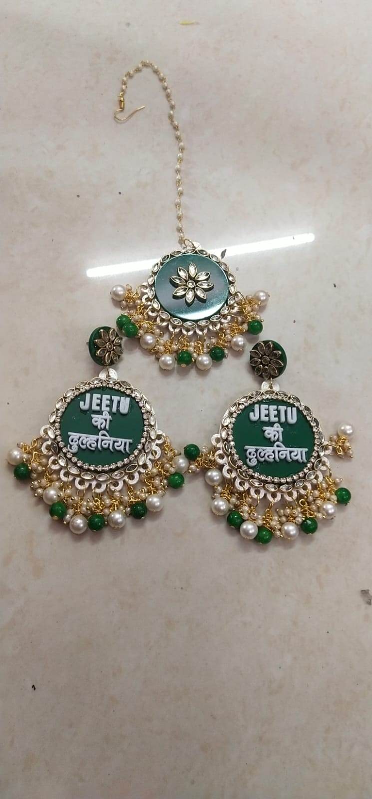 Customizable Dulhaniya Earrings with Mangtikka | Quirky Indian Wedding Jewelery | Best gift for bridal | Wedding jewellery | Customise Earrings | Bridal collection - BBD GIFTS