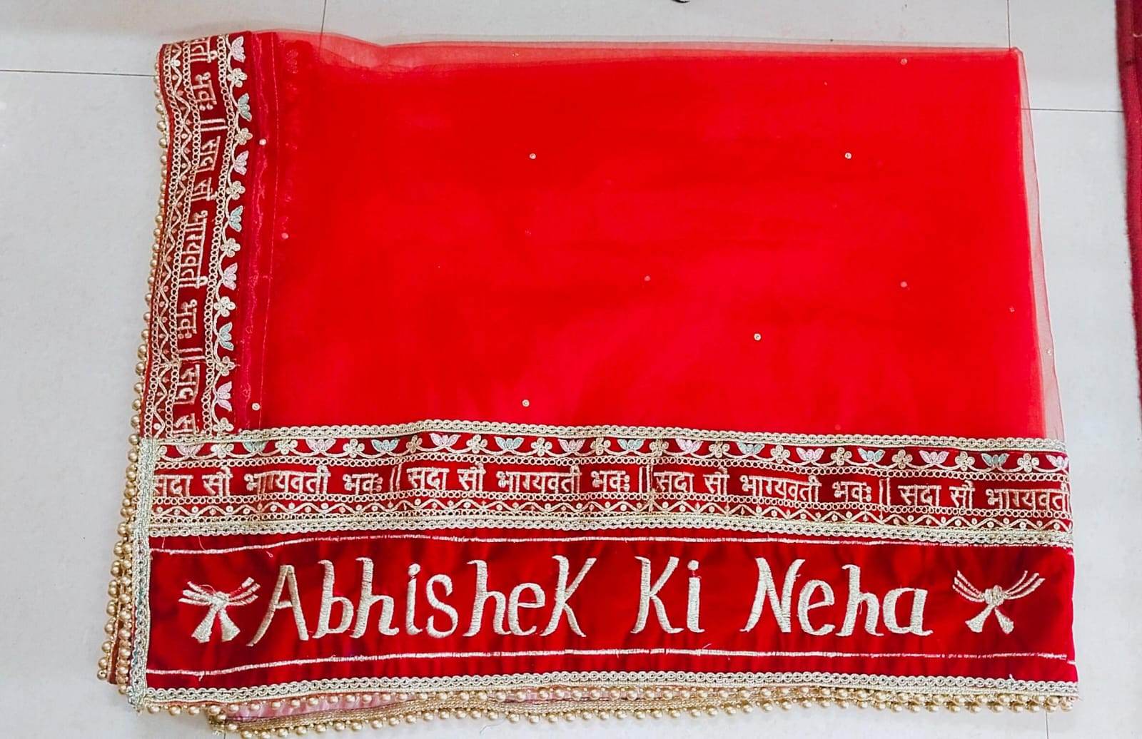 Customized Duppata For Brides | Wedding Special | Name Customization | - BBD GIFTS