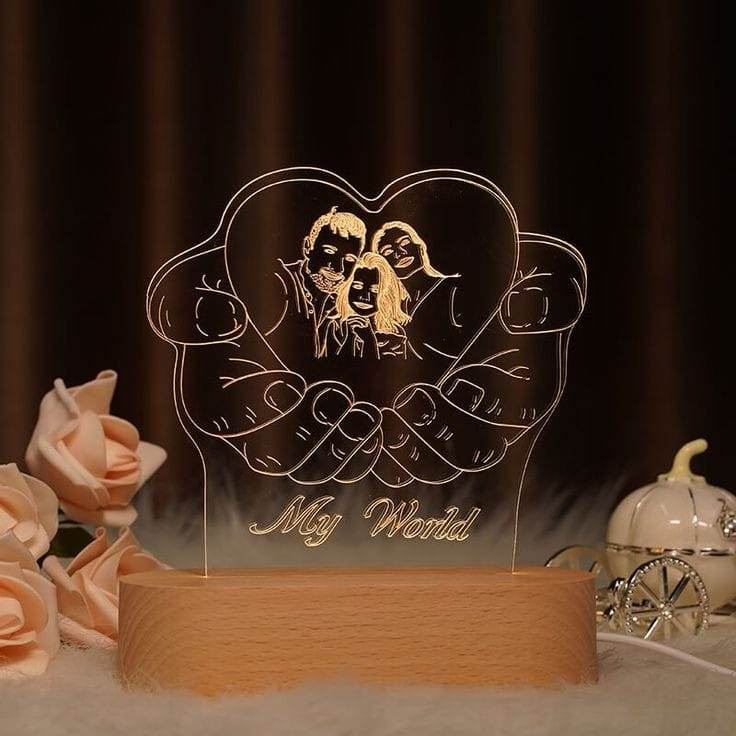 Personalized Heart Shape 3d Illusion Led Lamp| Family Photo Night Lamp | Customized With Photo And Name | Name Lamp | - BBD GIFTS