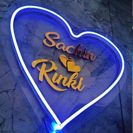 PERSONALIZED NEON LED HANGER FOR COUPLES| Personalized Love Couple Name With Heart Led Neon Sign Decorative Lights Wall Decor | Best gift for anniversary | Wall decor | Birthday Decor | Personalized heart gift | Custom name wall hanging |Couple name light - BBD GIFTS