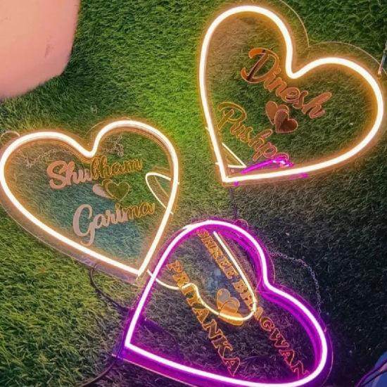 PERSONALIZED NEON LED HANGER FOR COUPLES| Personalized Love Couple Name With Heart Led Neon Sign Decorative Lights Wall Decor | Best gift for anniversary | Wall decor | Birthday Decor | Personalized heart gift | Custom name wall hanging |Couple name light - BBD GIFTS