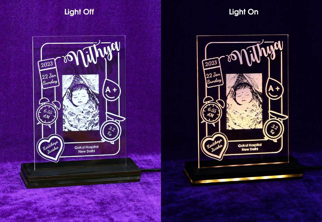 Personalized Baby Birth Details With photo LED Base| First Birthday Gift | Memorable Gift for Kids | - BBD GIFTS