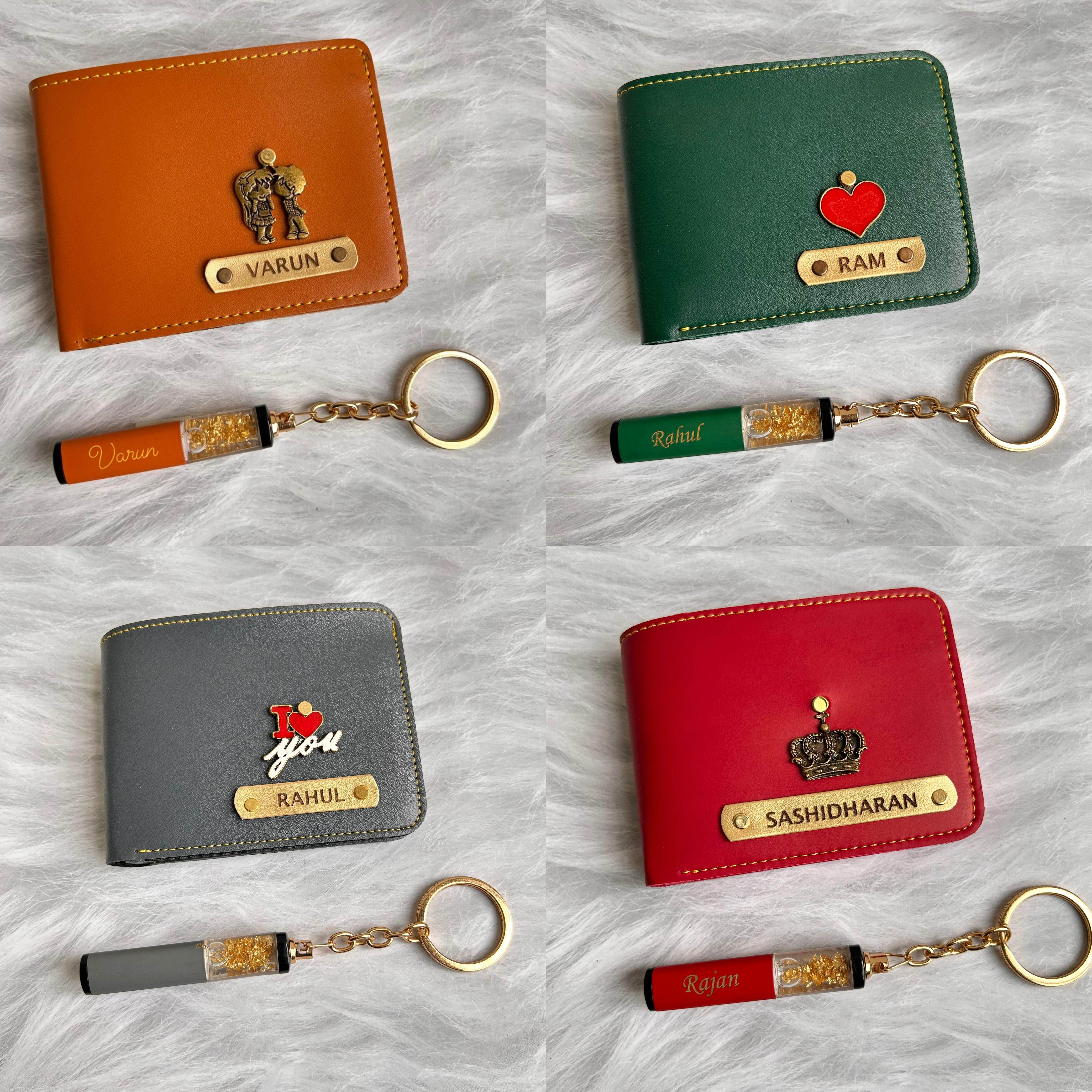 Personalized Wallet Combo | Gift for Him | Best Gift for Husband | unique Men's Gift | Leather Wallet | Keychain combo | - BBD GIFTS
