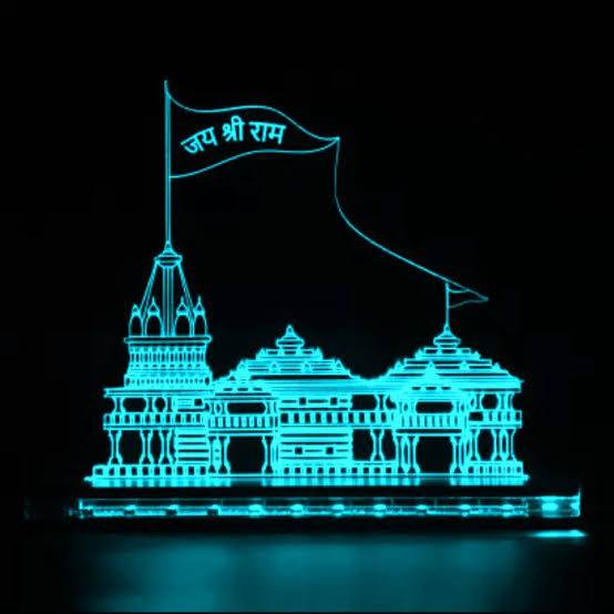 Customised Shri Ram Mandir Acrylic Led | Ayodhya Ram Mandir | Jai sri Ram | Devotional Led Table Top | - BBD GIFTS