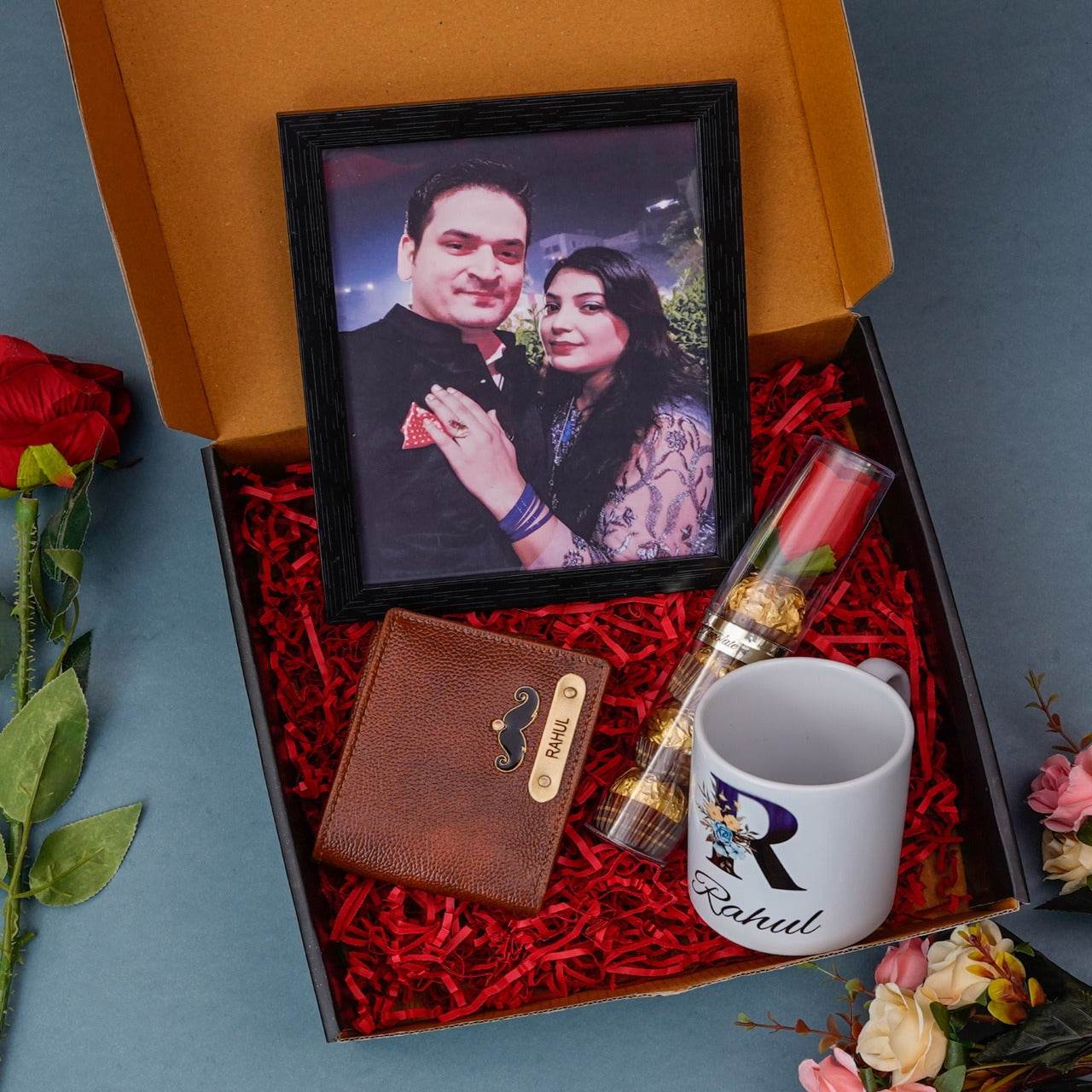Personalised Wallet Frame With Mug Combo | Best Gift for him | Gift For husband | Sweet Chocolate Gift Combo | Personalised Unique Photo Frame | Birthday Gift | Best Anniversary Gift | - BBD GIFTS