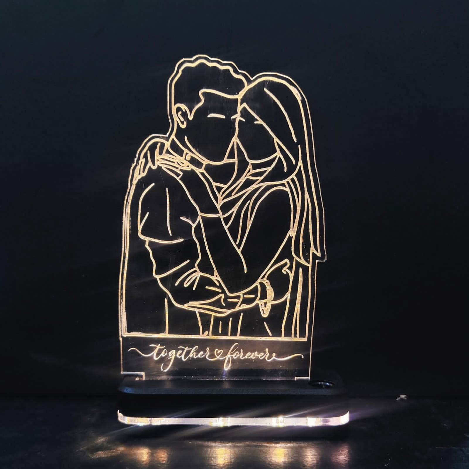 Customized Acrylic Sketch Lamp | Couple Lamp | Love Led Lamp | Led Light Table Lamp | Night Lamp| Couple Lineart Lamp | - BBD GIFTS