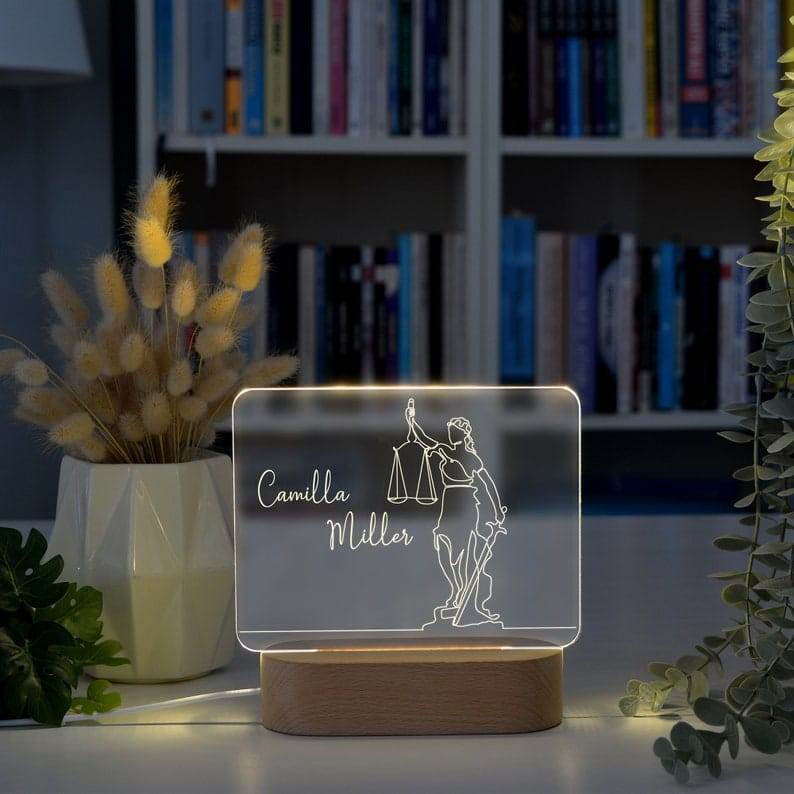 Personalized Lady Justice Statue Light Lamp | Law Student Gifts| Gift for Prosecutor| Law Office Decor Lamp| Custom Light for Lawyer| Professional Gifts| - BBD GIFTS