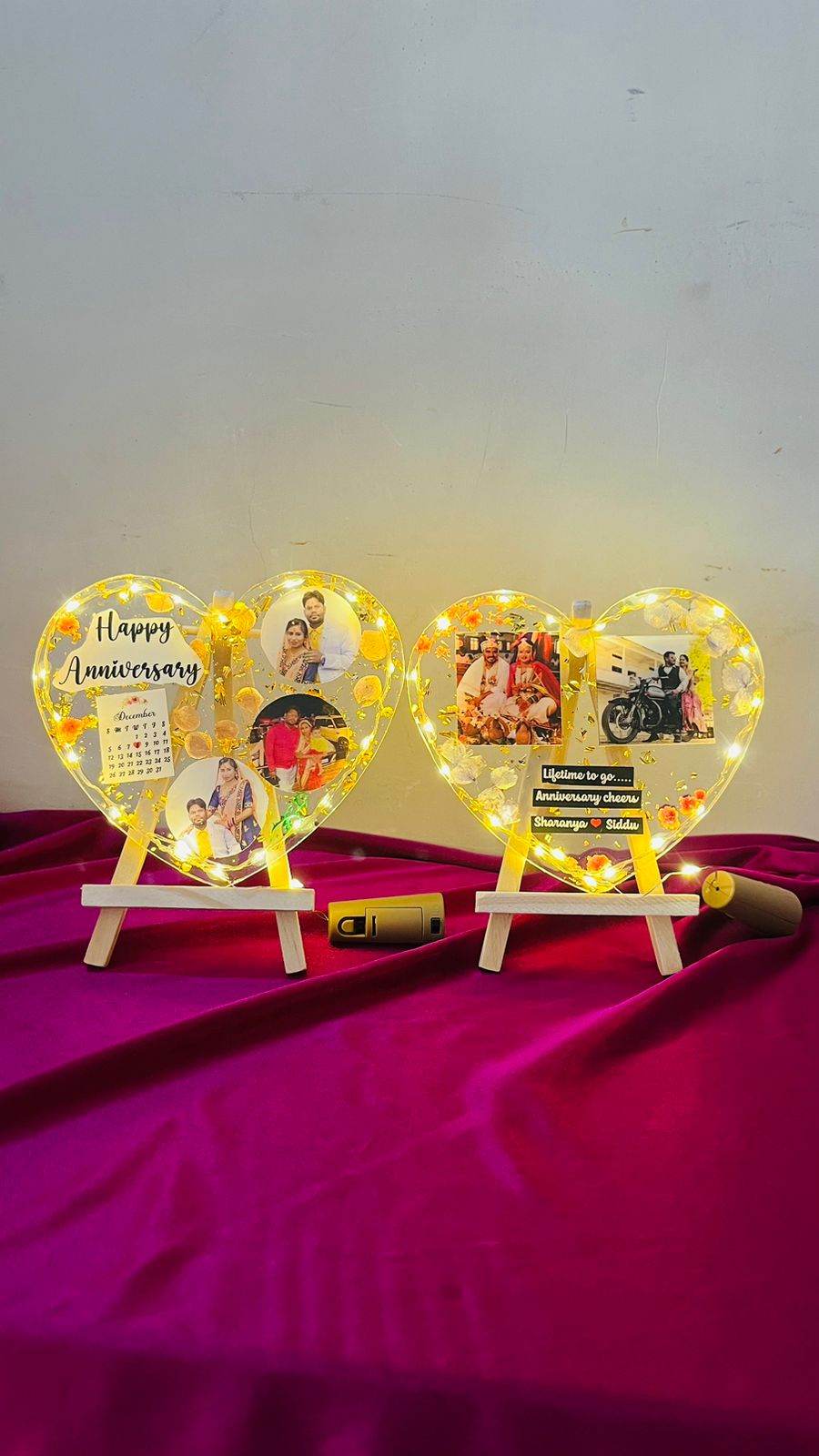 Personalized Resin Heart Table Top | Anniversary gift | Birthday gift | Gift for her | Best gift for marriage | Heart resin table top | gift for wedding | Resin photo table top - BBD GIFTS