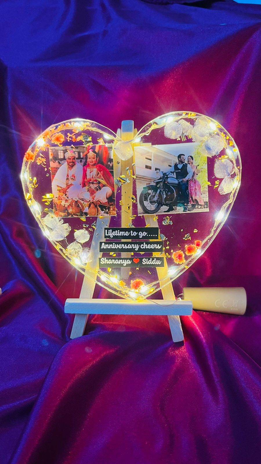 Personalized Resin Heart Table Top | Anniversary gift | Birthday gift | Gift for her | Best gift for marriage | Heart resin table top | gift for wedding | Resin photo table top - BBD GIFTS