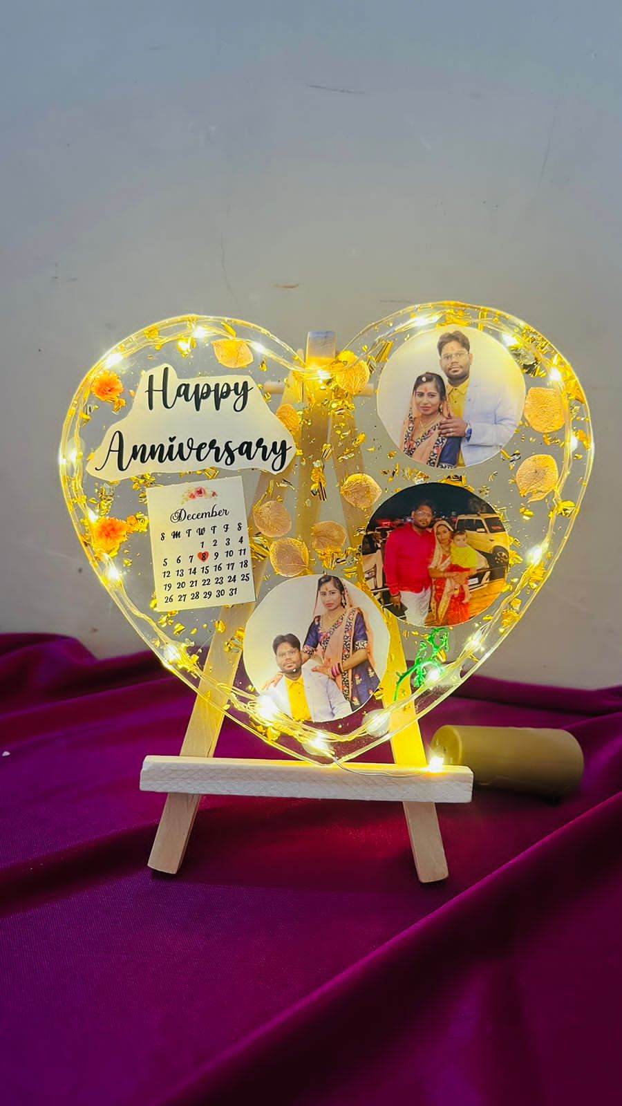 Personalized Resin Heart Table Top | Anniversary gift | Birthday gift | Gift for her | Best gift for marriage | Heart resin table top | gift for wedding | Resin photo table top - BBD GIFTS