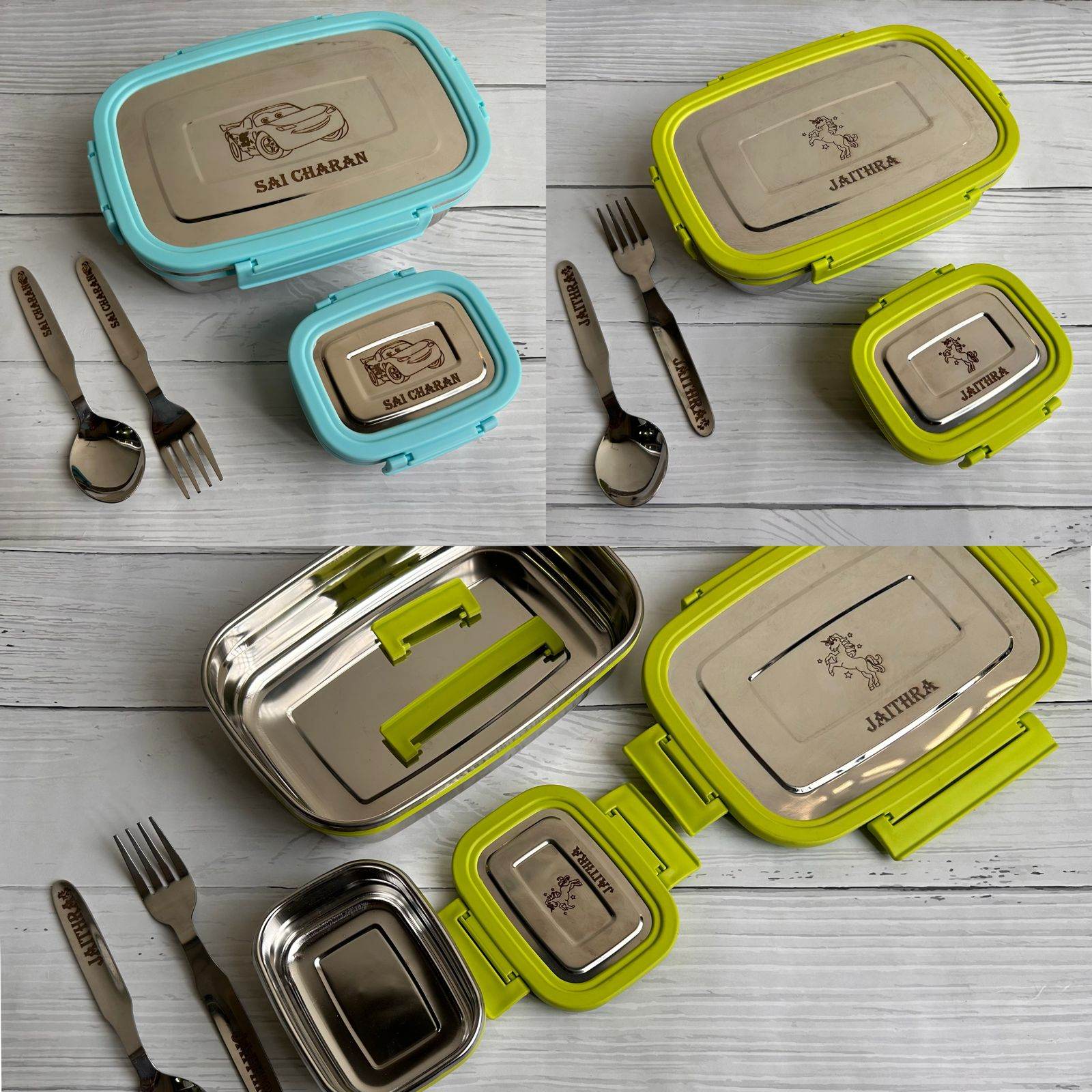 Stainless Steel Lunch Box - Personalized Kids Lunch Box Set - Lunch Box - BBD GIFTS