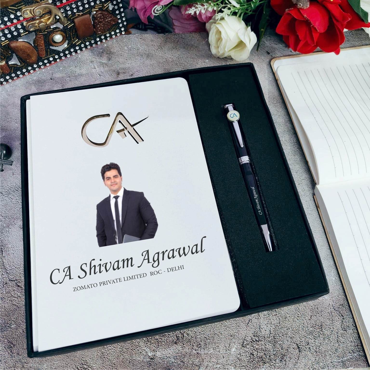 High-Quality MDF Professional Diary & Pen Combo for CA | Personalized Gifts - BBD GIFTS