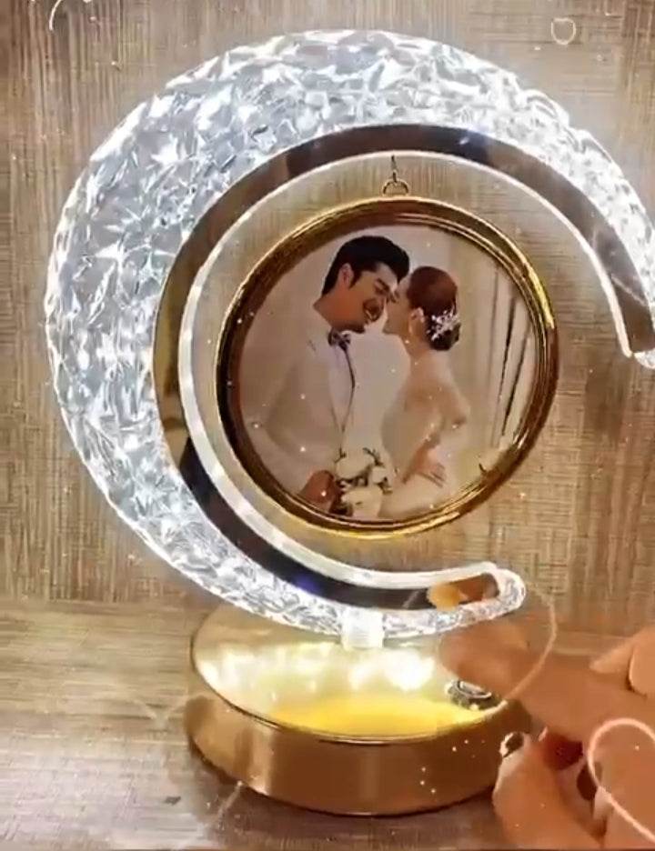 Half Moon Crystal LED Frame and Acrylic White LED Photo Frame for Couple Surprise Gifts - BBD GIFTS