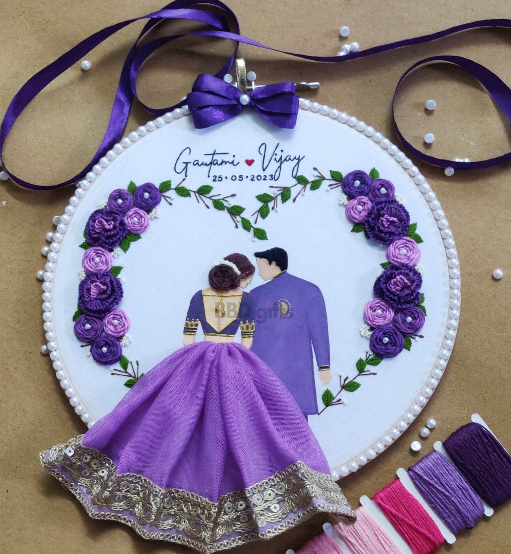 Handmade Embroidery Hoop | Embroidery hoops | Wedding Hoop | Calendar Hoop - BBD GIFTS