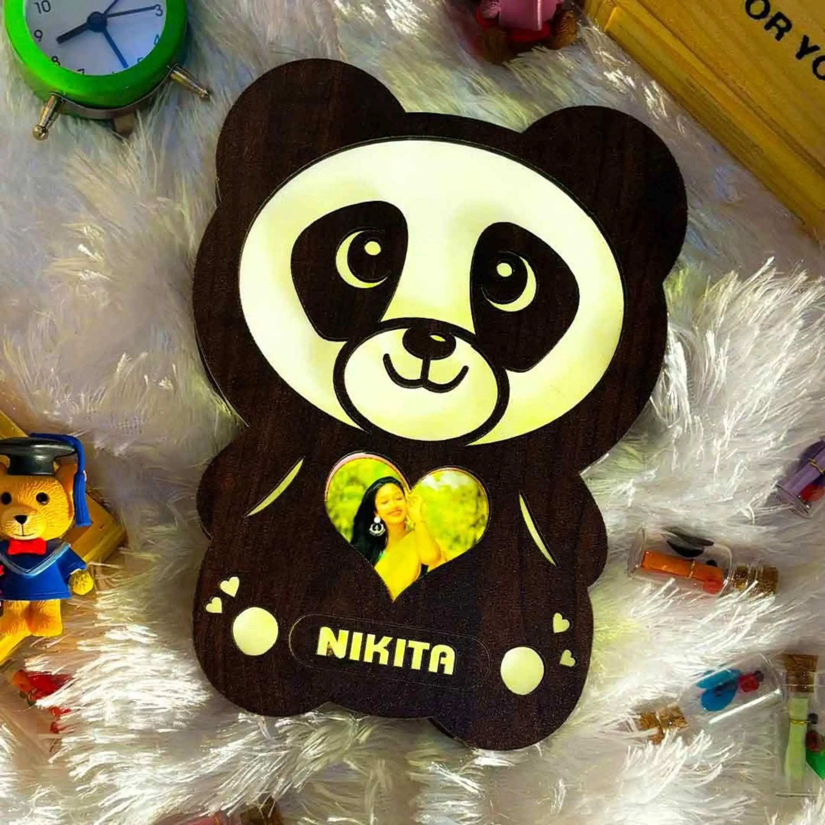 Personalized Panda Photo Frame with LED Lights | Best Gift For Girlfriend - BBD GIFTS