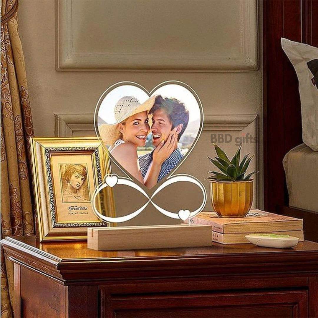 Personalized Light Up Photo Frame Heart Shaped lamp Couple Gift - BBD GIFTS