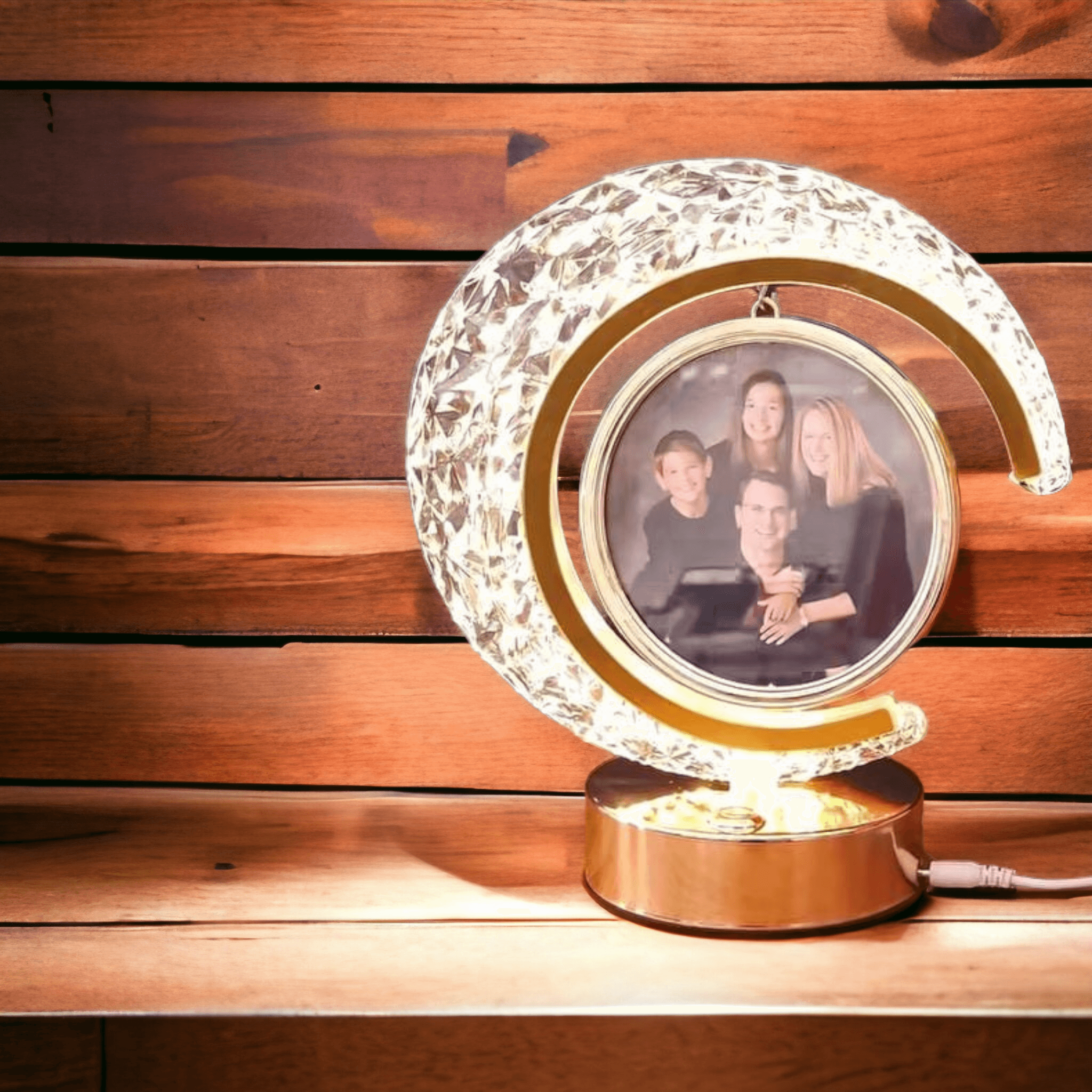 Half Moon Crystal LED Frame and Acrylic White LED Photo Frame for Couple Surprise Gifts - BBD GIFTS