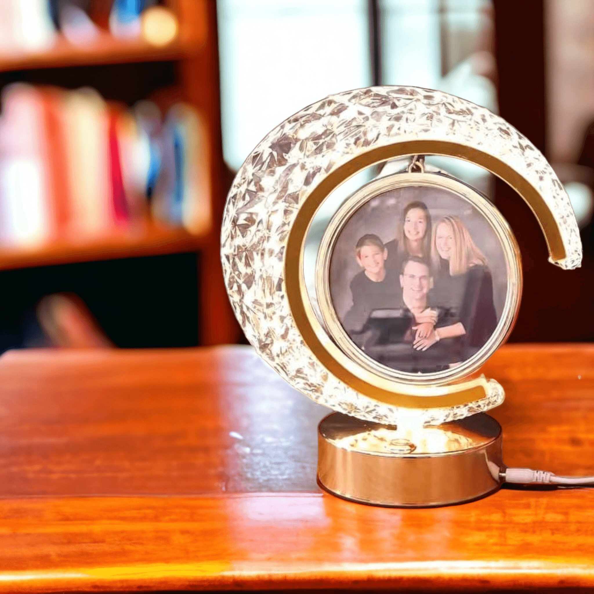 Half Moon Crystal LED Frame and Acrylic White LED Photo Frame for Couple Surprise Gifts - BBD GIFTS