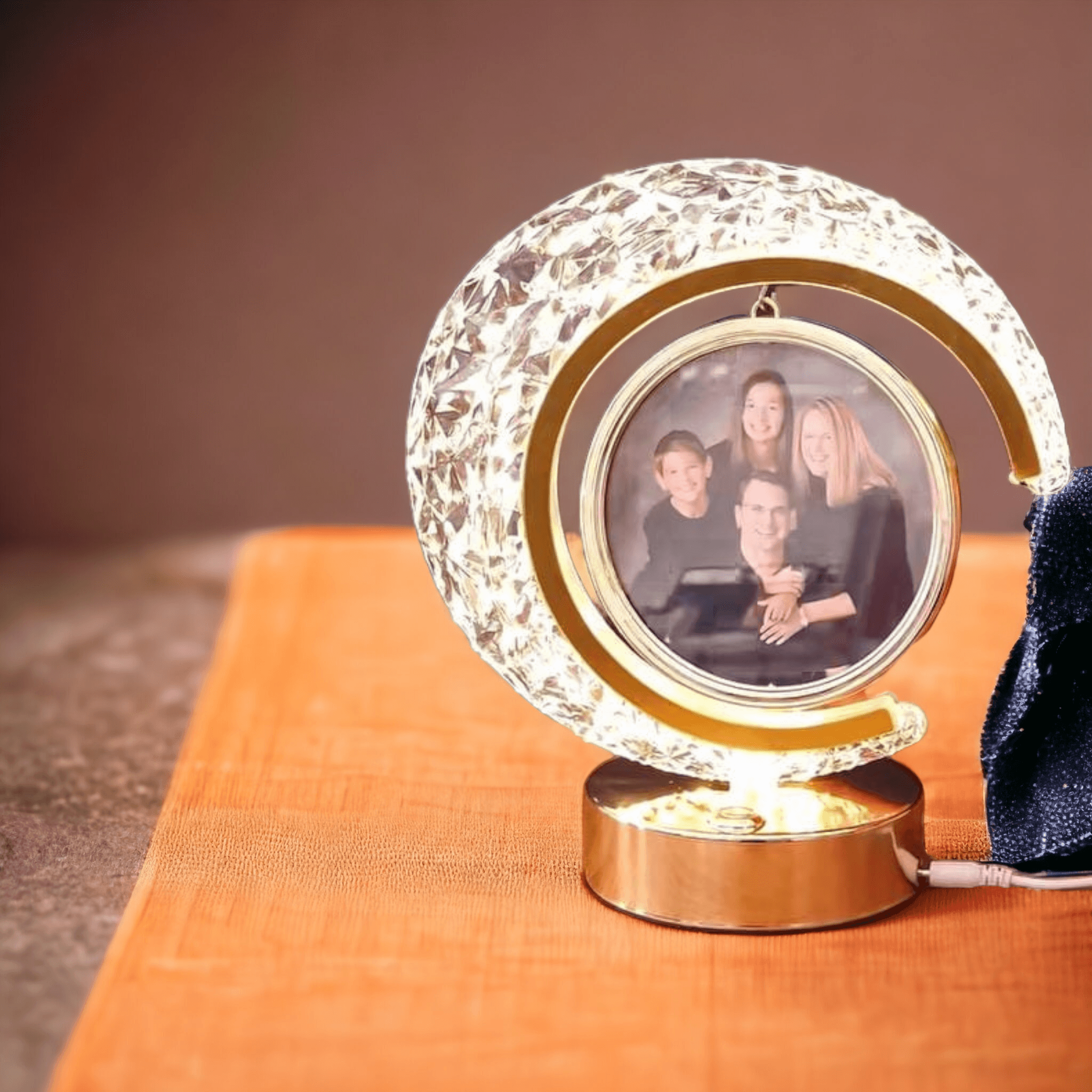 Half Moon Crystal LED Frame and Acrylic White LED Photo Frame for Couple Surprise Gifts - BBD GIFTS