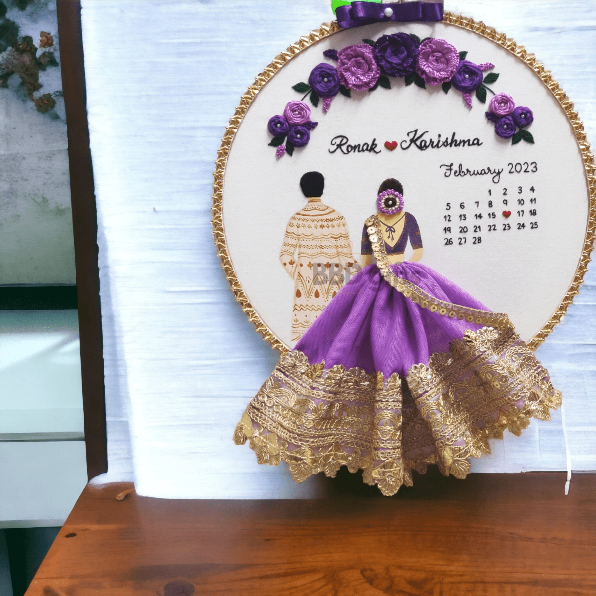 Handmade Embroidery Hoop | Embroidery hoops | Wedding Hoop | Calendar Hoop - BBD GIFTS