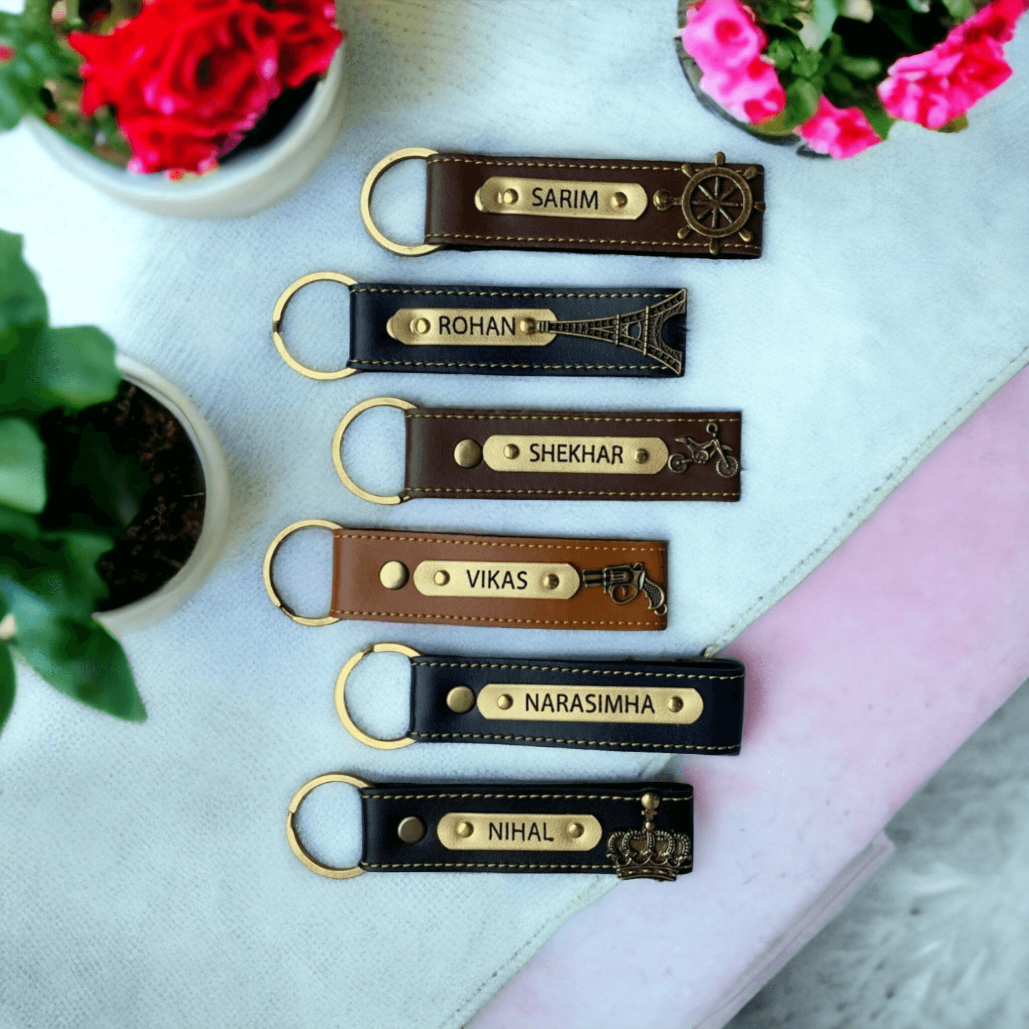 Customized keychain - Leather Keychain - Customized Bike Keychain - BBD GIFTS