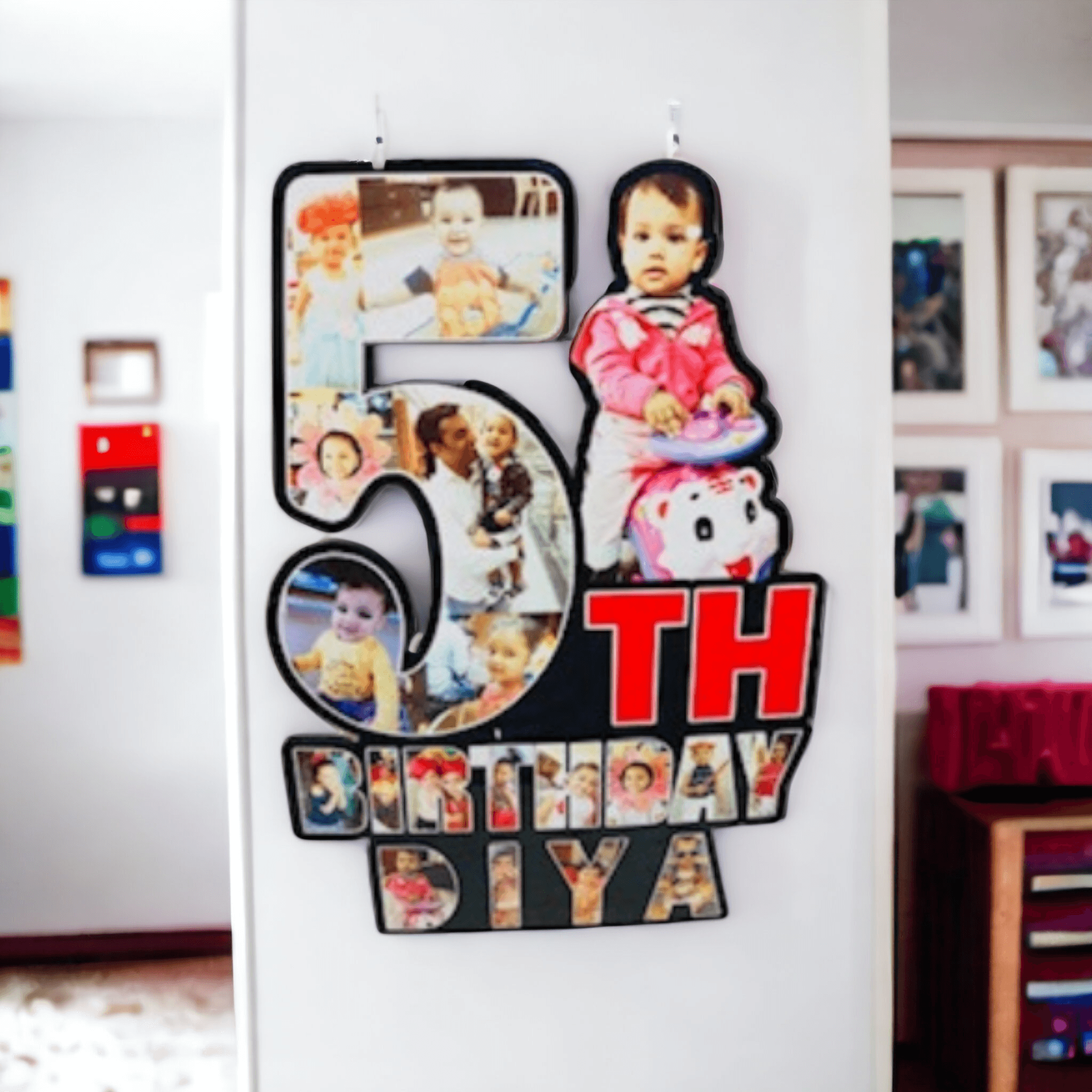 Customized 1st Year Happy Birthday Photo Cutout Frame with kids Name - BBD GIFTS