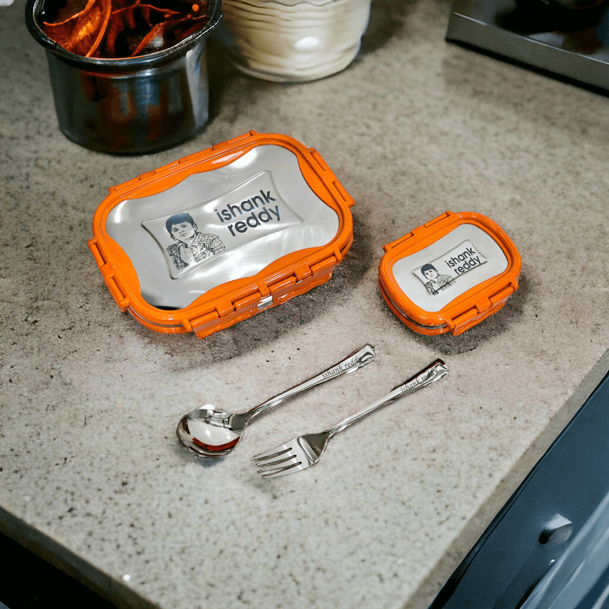 Customise Steel Lunch box Combo | Gift for kids | Birthday gifts | return gifts for kids |Stainless steel lunch boxes - BBD GIFTS