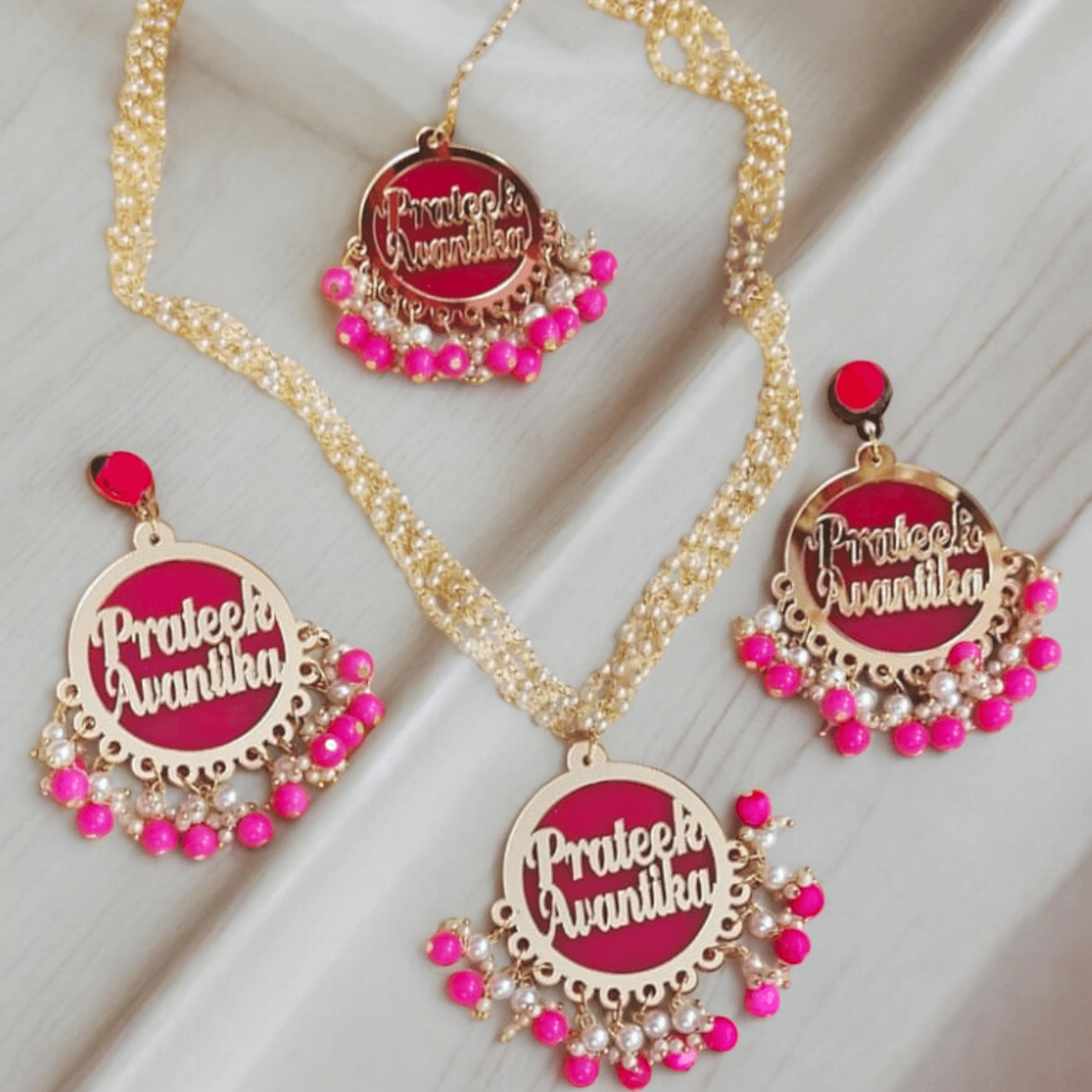 Customised dulhaniya earrings set for bride | Dulhaniya Earrings | Unique Jewellery | Wedding Special | Mehandi | Bridal Earrings | Haldi Jewellery - BBD GIFTS