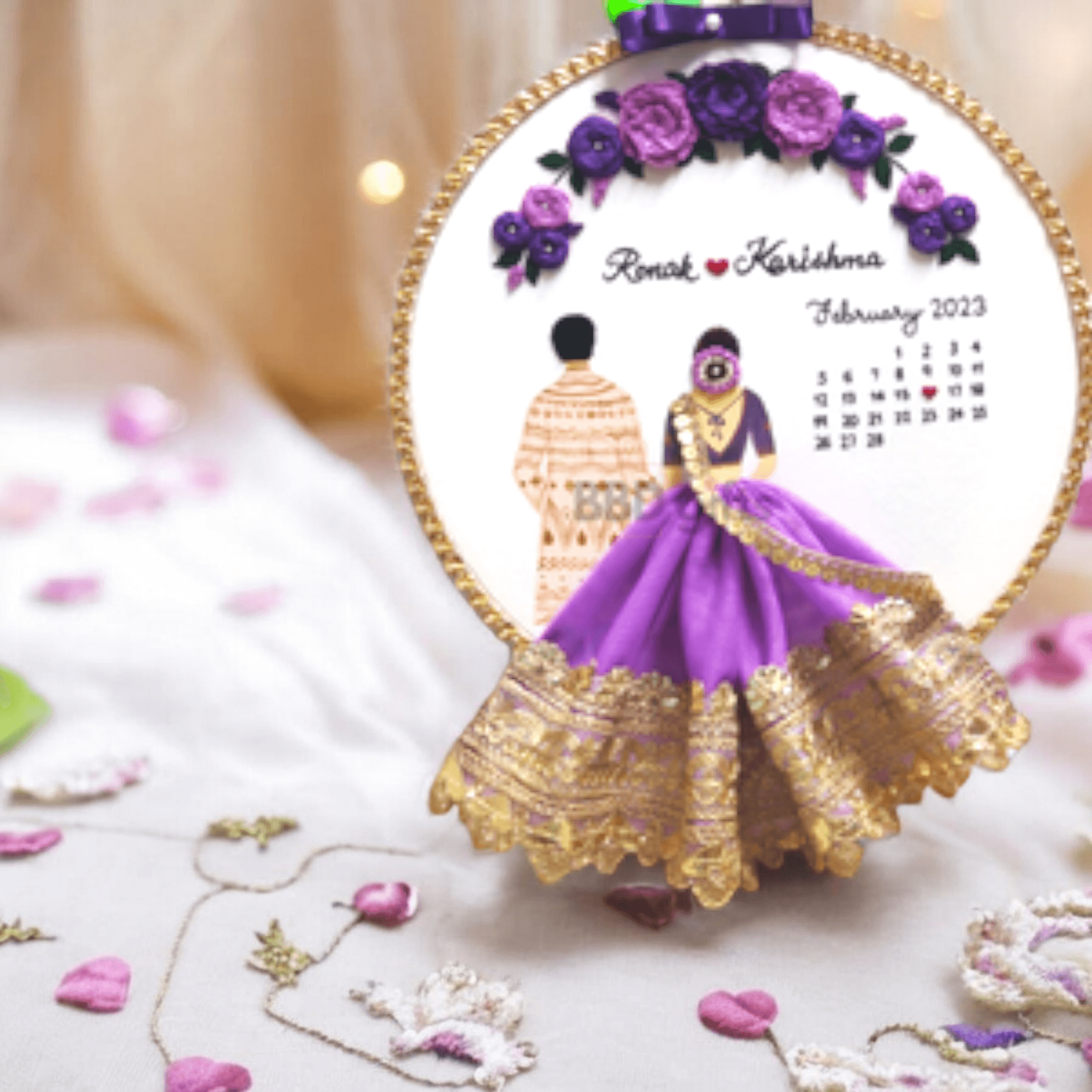 Handmade Embroidery Hoop | Embroidery hoops | Wedding Hoop | Calendar Hoop - BBD GIFTS