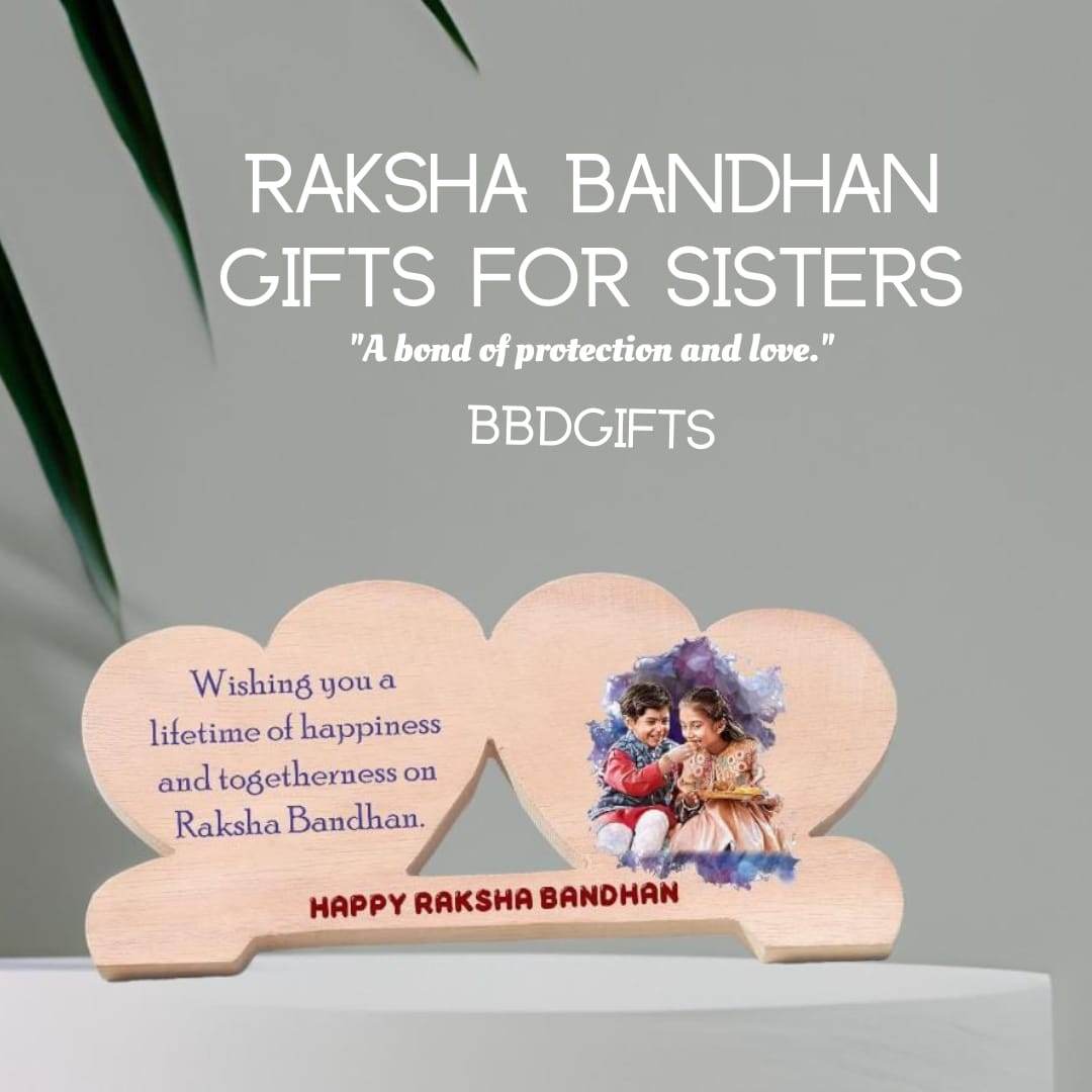 Customize double heart wooden sketch frame for brother | gift for sister | Gift For brother | Best gift for brother - BBD GIFTS