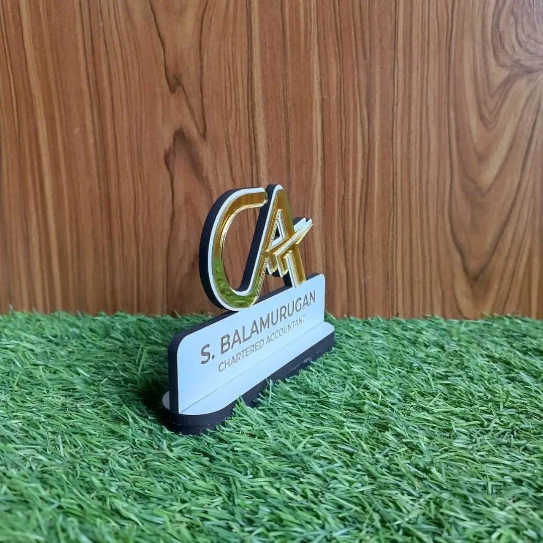 Personlized professional CA Name Plate | Gift for Charted Accountant | CA Logo Name plate | CA Desk with Customized Name | - BBD GIFTS