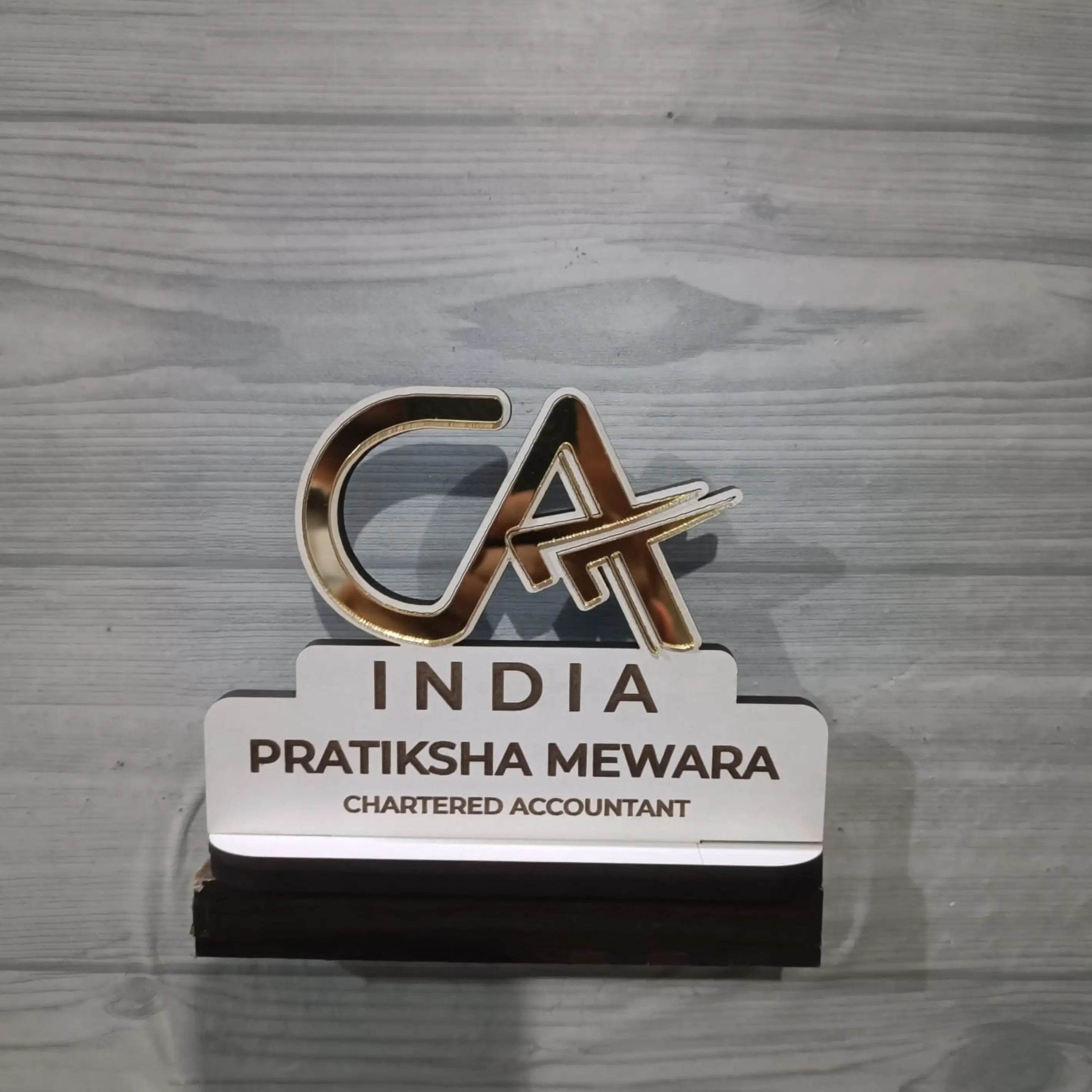 Personlized professional CA Name Plate | Gift for Charted Accountant | CA Logo Name plate | CA Desk with Customized Name | - BBD GIFTS
