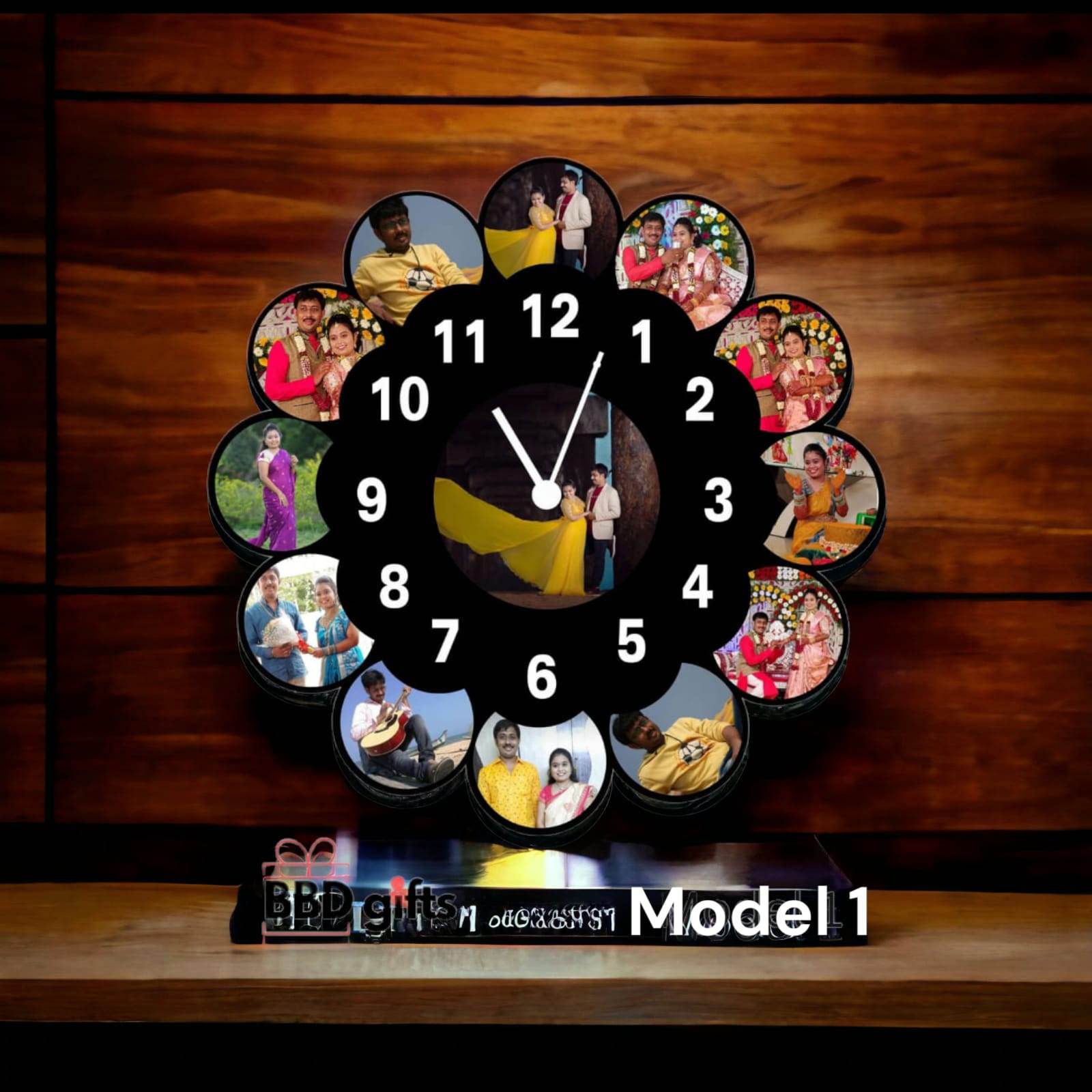 Customized wooden wall clock | Wall clocks under 1000 rs | best wall clocks for couples | custom made wall decors | buy customised wall clocks online - BBD GIFTS