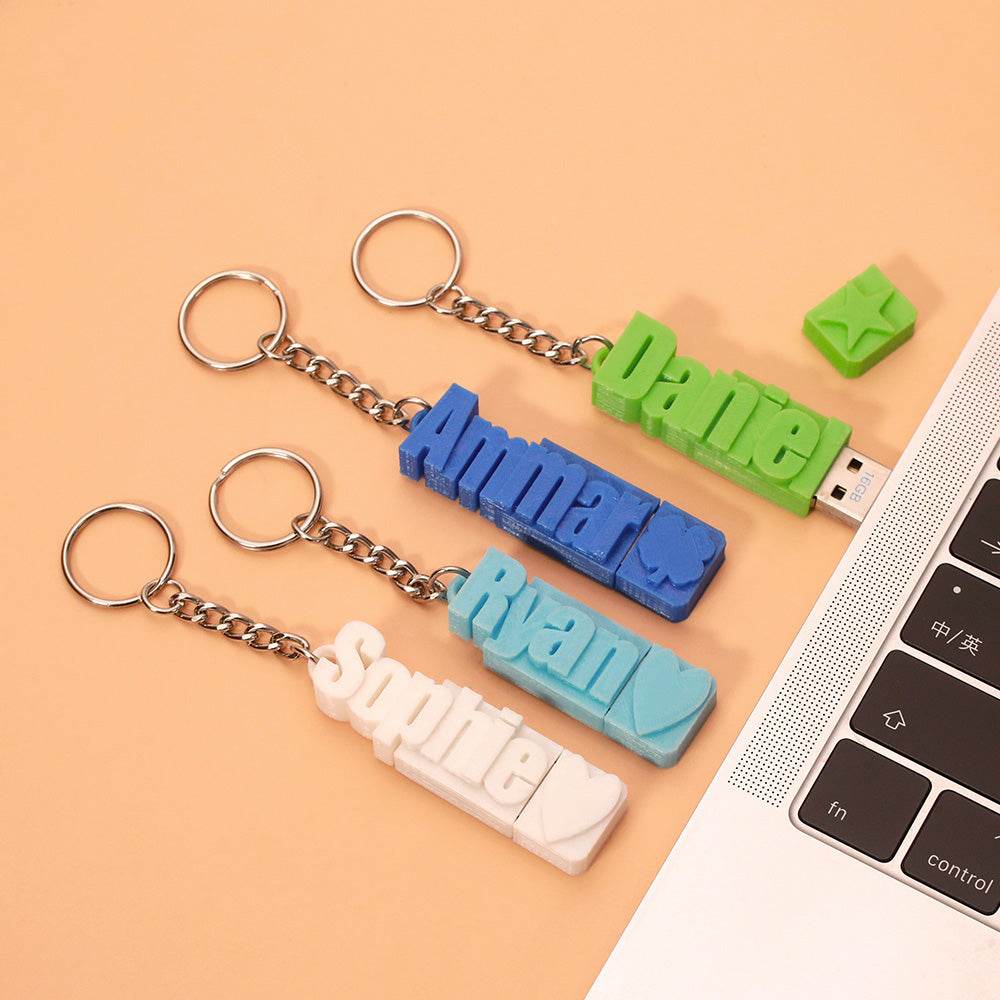 Personalized 3D Print Name USB Keychain 16GB/32GB/64GB - BBD GIFTS