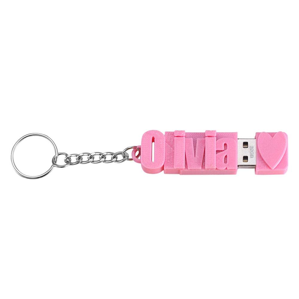 Personalized 3D Print Name USB Keychain 16GB/32GB/64GB - BBD GIFTS