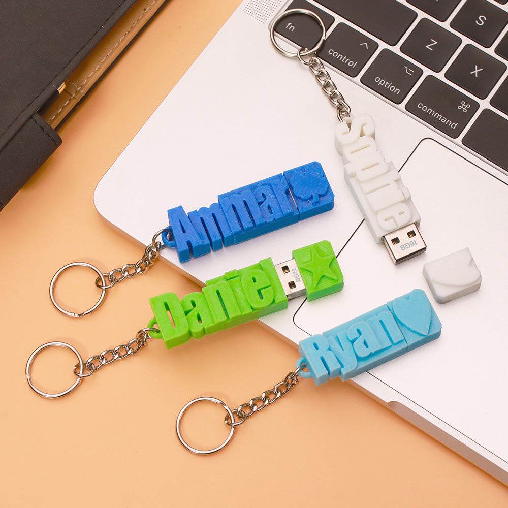 Personalized 3D Print Name USB Keychain 16GB/32GB/64GB - BBD GIFTS
