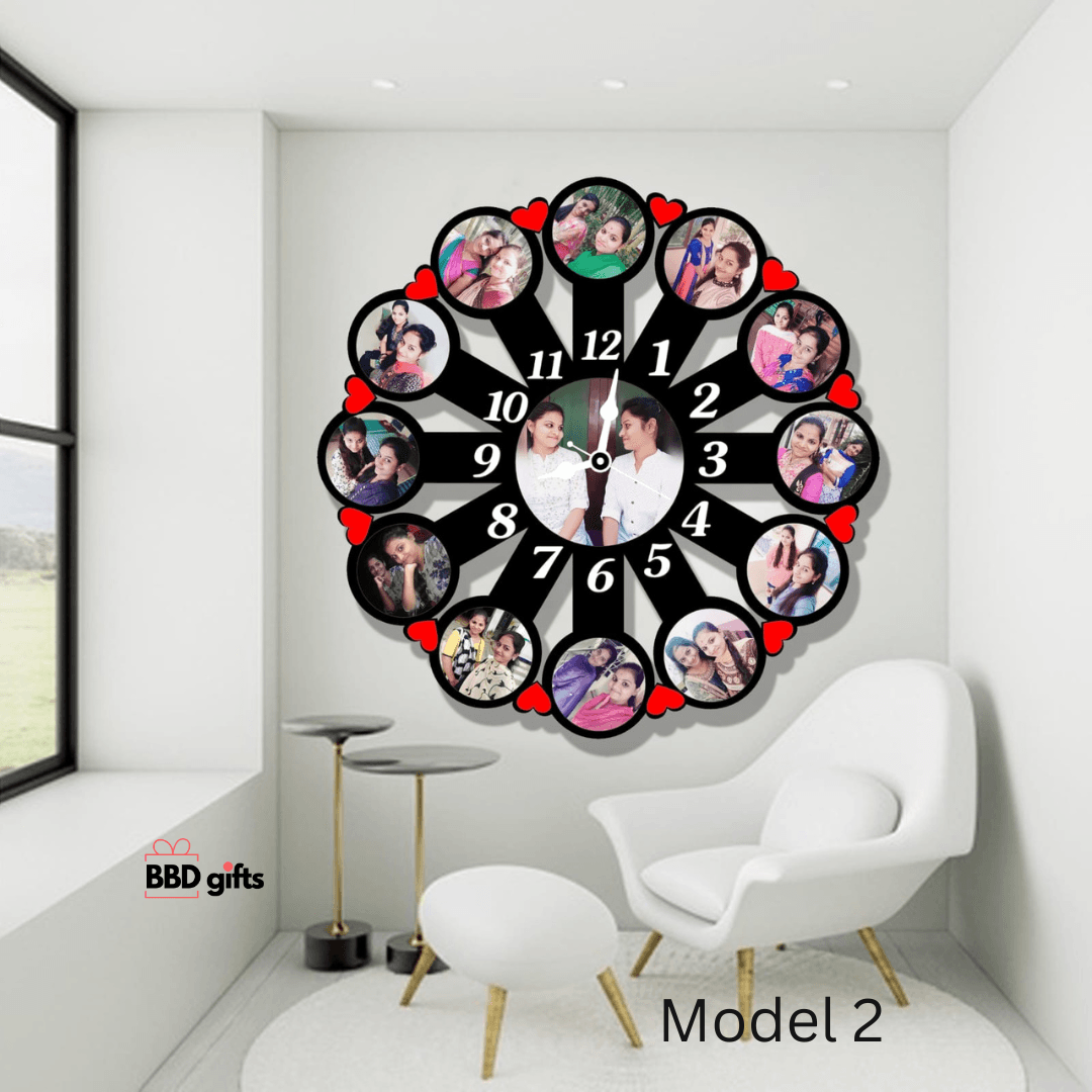 Customized wooden wall clock | Wall clocks under 1000 rs | best wall clocks for couples | custom made wall decors | buy customised wall clocks online - BBD GIFTS