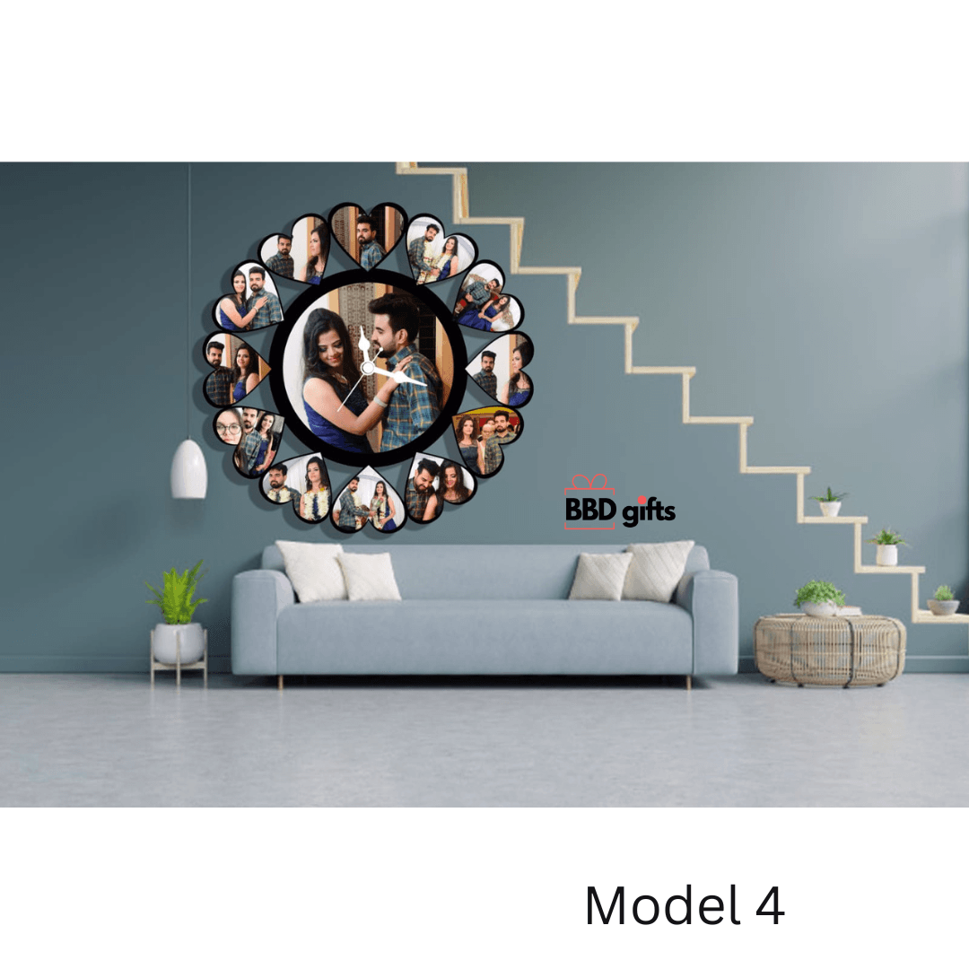 Customized wooden wall clock | Wall clocks under 1000 rs | best wall clocks for couples | custom made wall decors | buy customised wall clocks online - BBD GIFTS