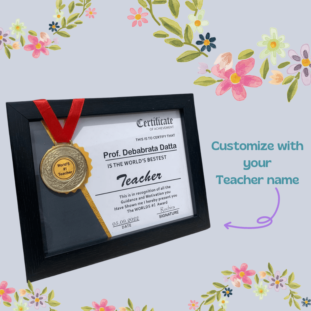 Teachers day special customized certificate frame and medal - BBD GIFTS